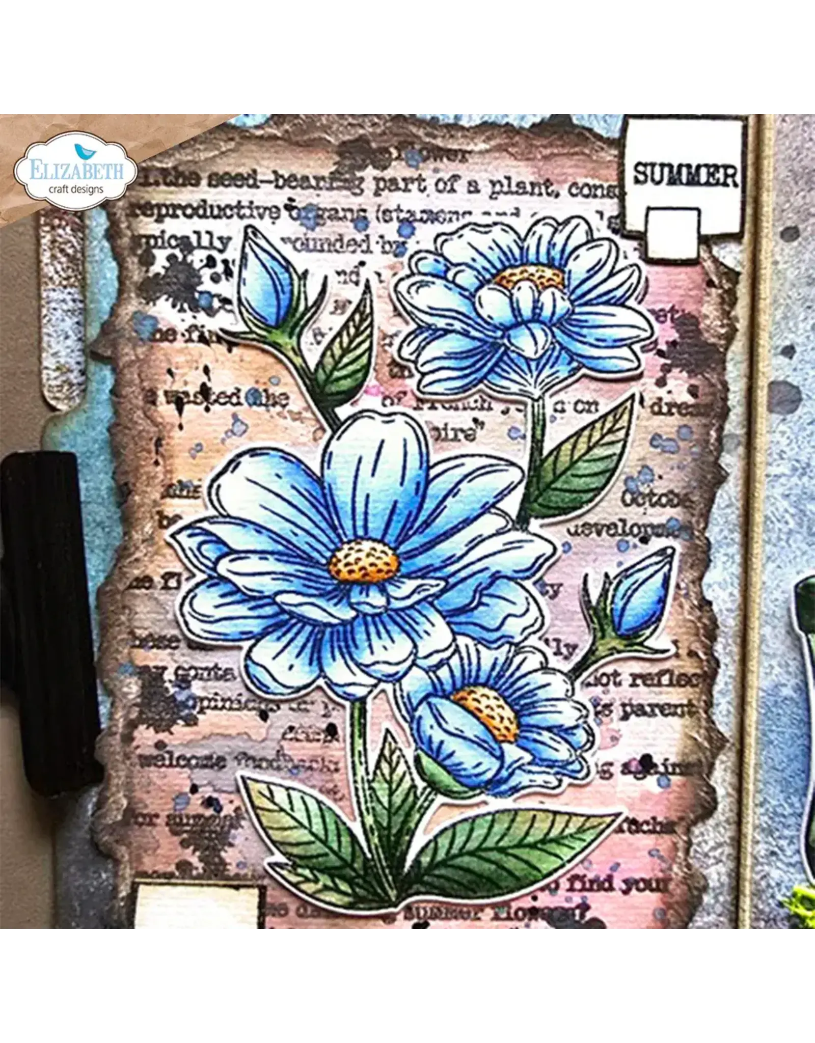 ELIZABETH CRAFT DESIGNS ELIZABETH CRAFT DESIGNS ART JOURNAL SPECIALS SUMMER FLOWER CLEAR STAMP SET & DIE SET