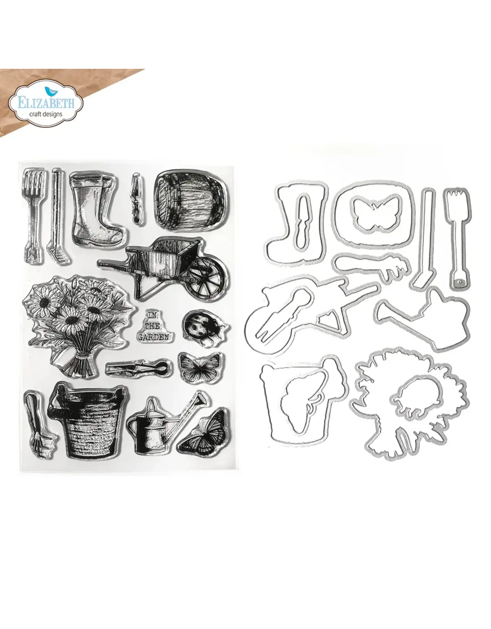 ELIZABETH CRAFT DESIGNS ELIZABETH CRAFT DESIGNS ART JOURNAL SPECIALS GARDEN OF LOVE CLEAR STAMP SET & DIE SET