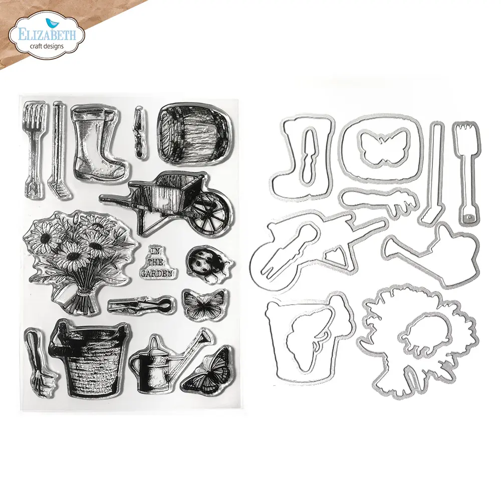 ELIZABETH CRAFT DESIGNS ELIZABETH CRAFT DESIGNS ART JOURNAL SPECIALS GARDEN OF LOVE CLEAR STAMP SET & DIE SET