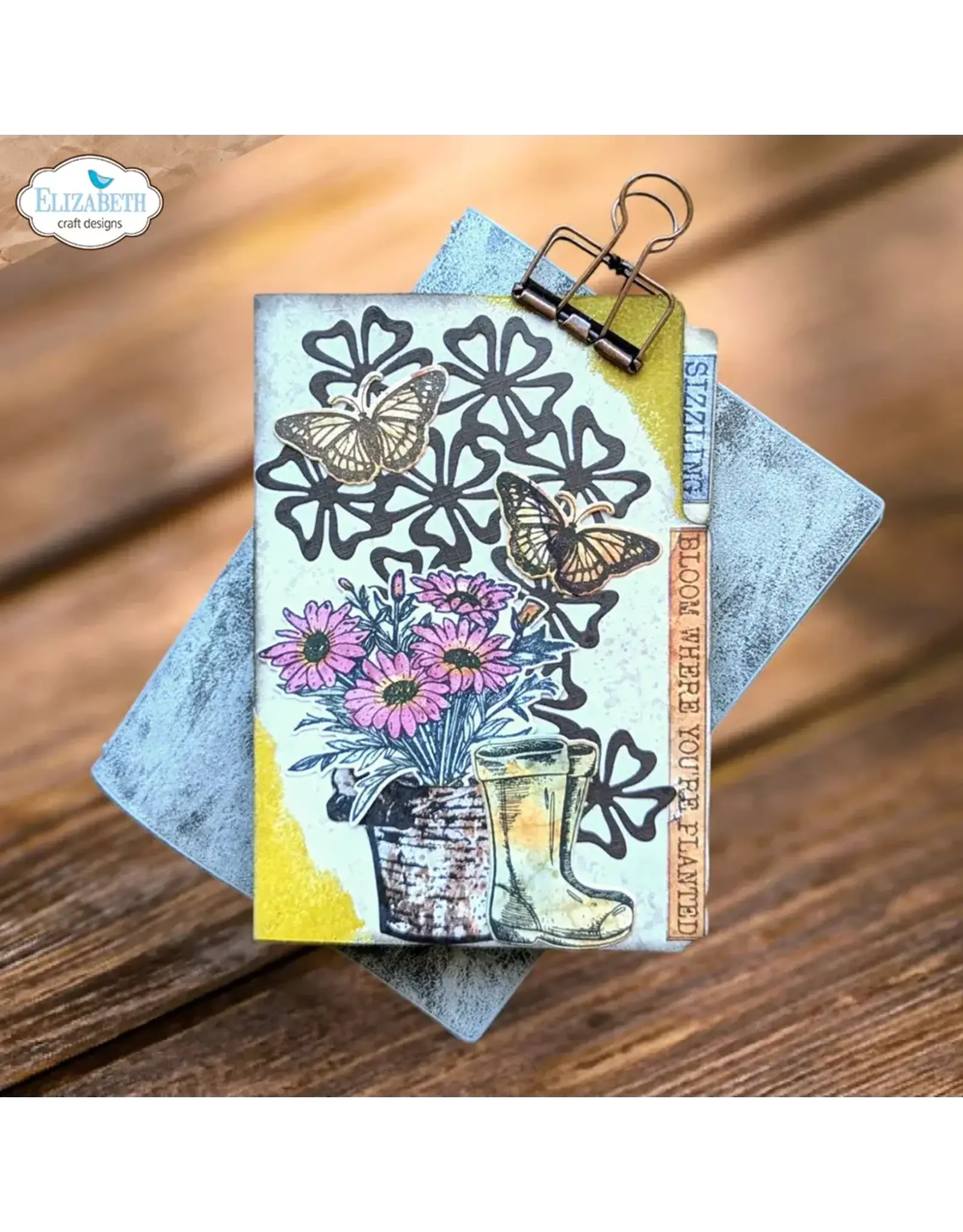 ELIZABETH CRAFT DESIGNS ELIZABETH CRAFT DESIGNS ART JOURNAL SPECIALS GARDEN OF LOVE CLEAR STAMP SET & DIE SET
