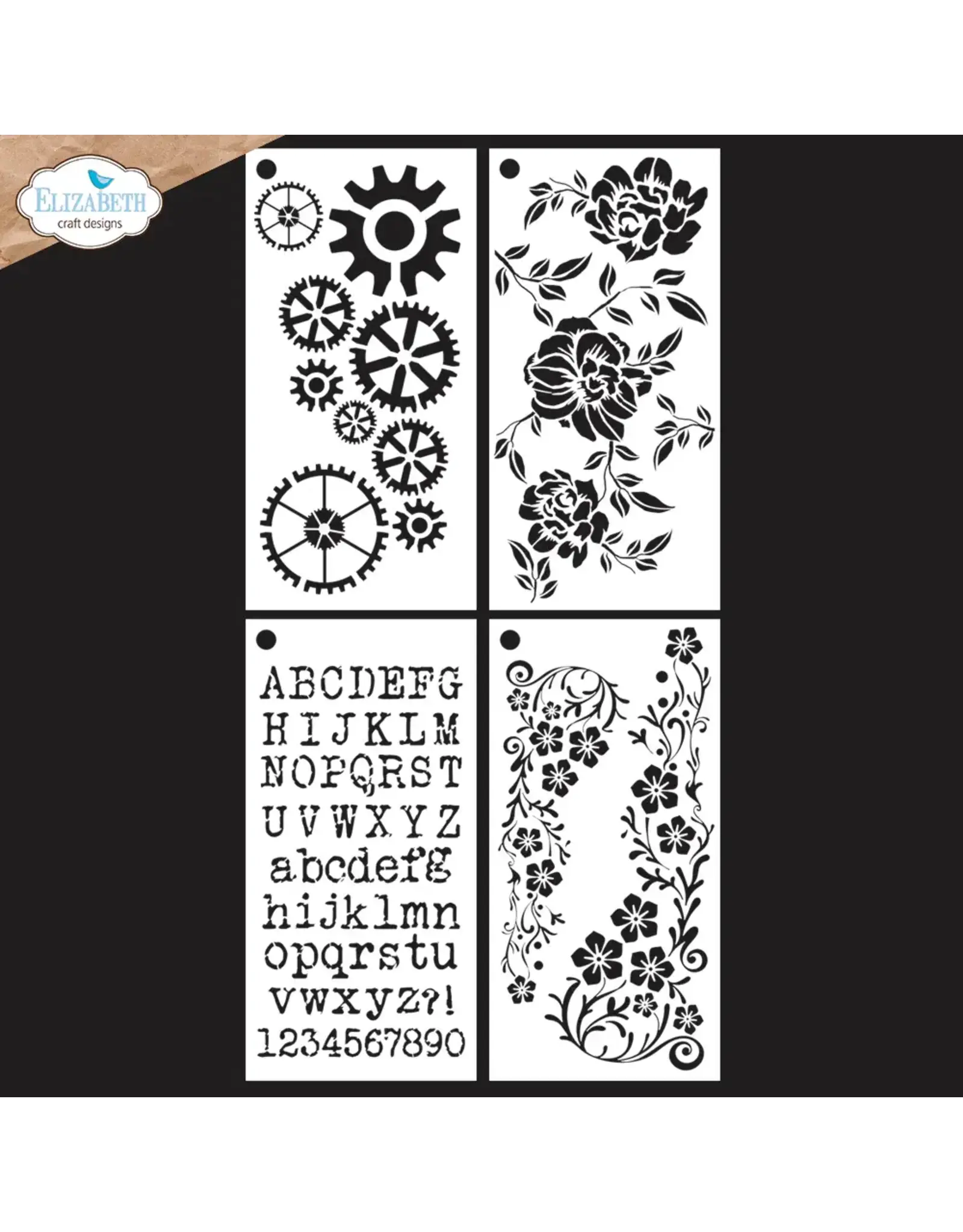 ELIZABETH CRAFT DESIGNS ELIZABETH CRAFT DESIGNS ART JOURNAL SPECIALS BY DEVID JOURNAL STENCILS 8 STENCIL SET 4/PK