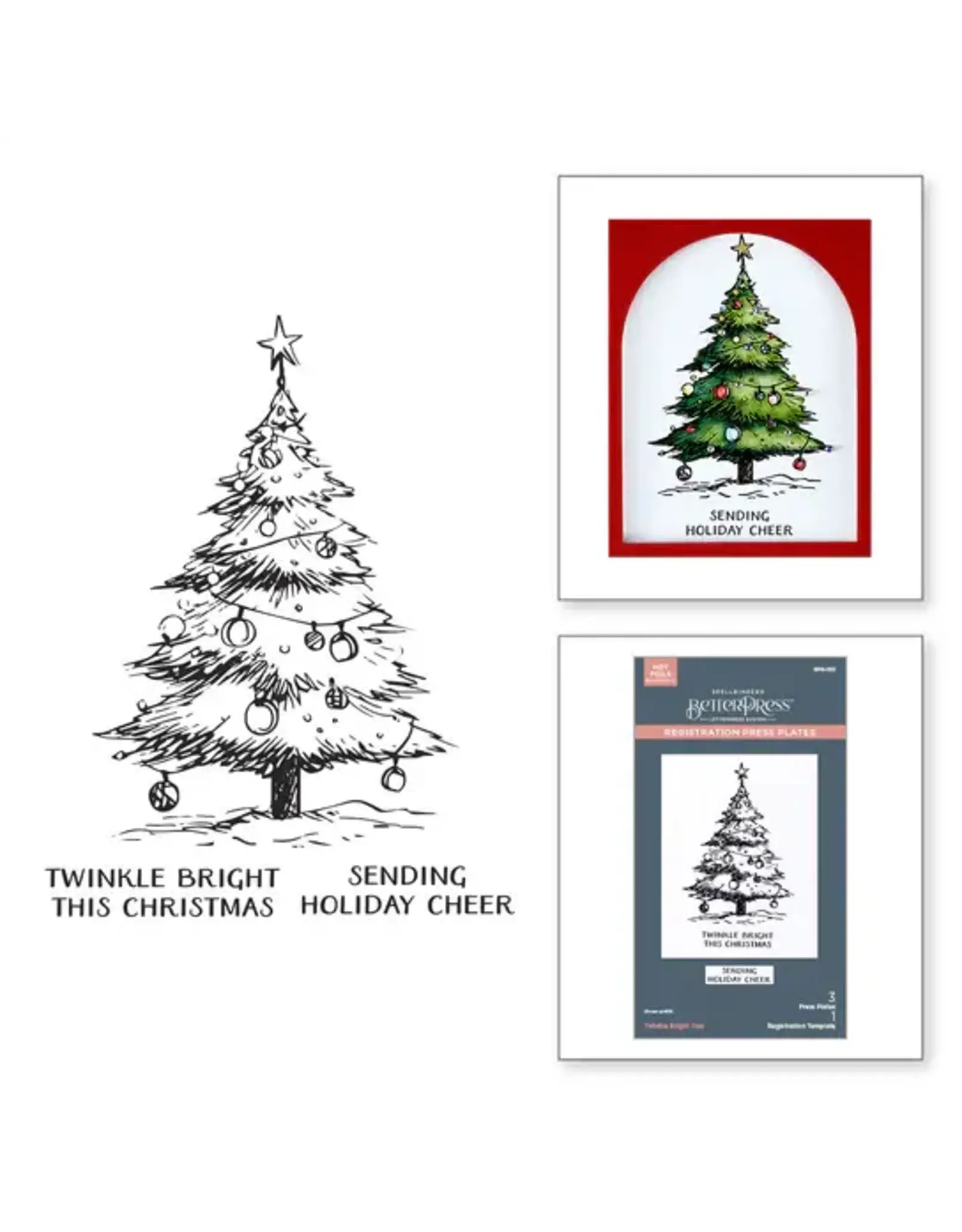 SPELLBINDERS SPELLBINDERS BETTERPRESS WONDERLAND COLLECTION TWINKLE BRIGHT TREE REGISTRATION PRESS PLATES