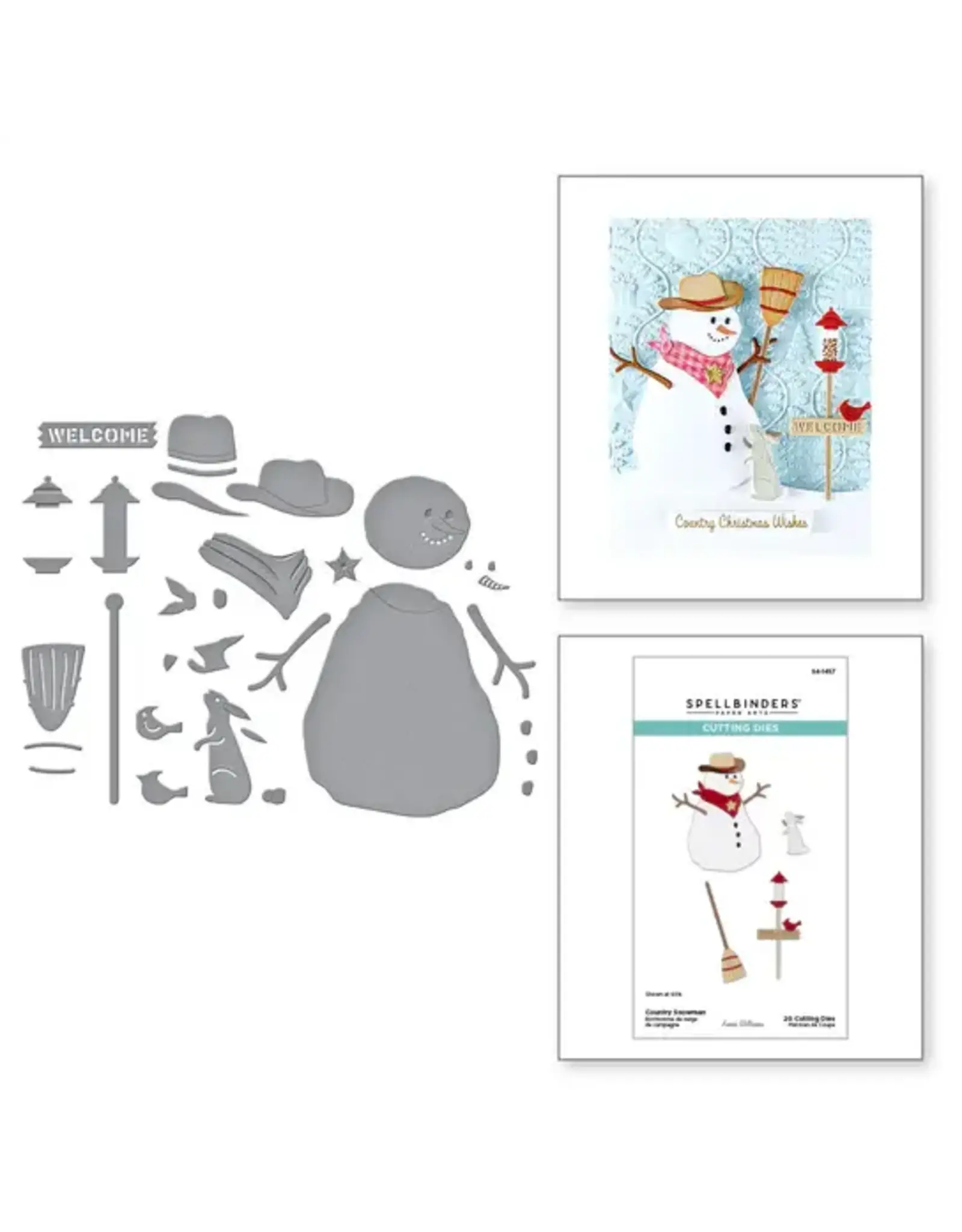 SPELLBINDERS SPELLBINDERS COUNTRY CHRISTMAS COLLECTION COUNTRY SNOWMAN ETCHED DIE SET