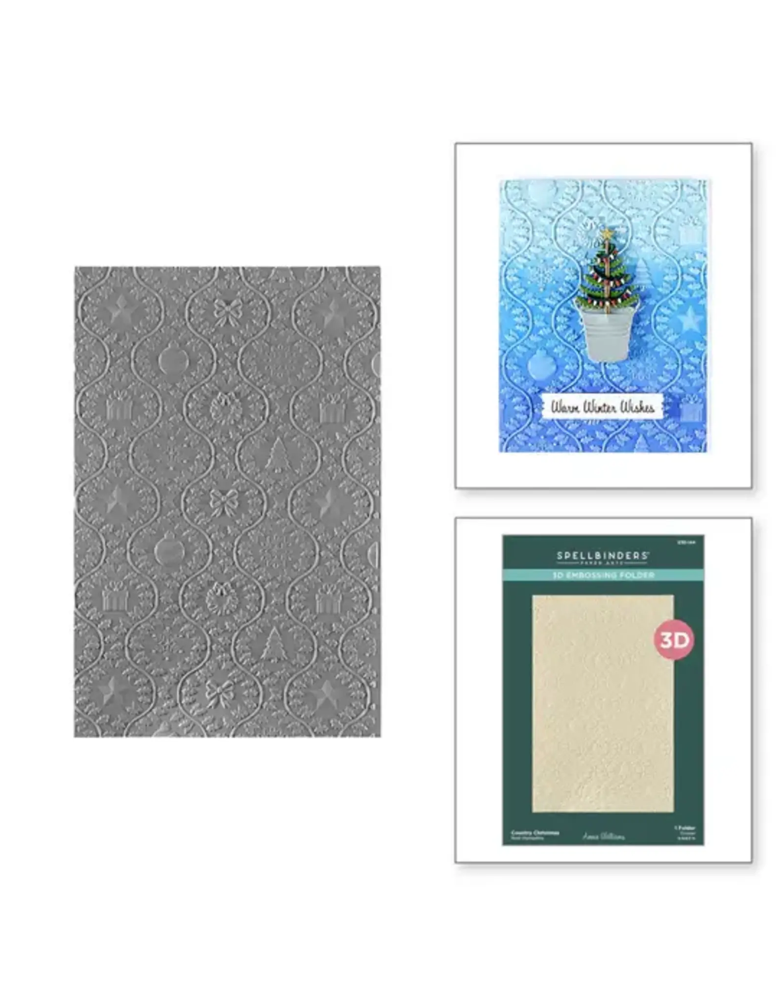 SPELLBINDERS SPELLBINDERS COUNTRY CHRISTMAS COLLECTION COUNTRY CHRISTMAS 3D EMBOSSING FOLDER