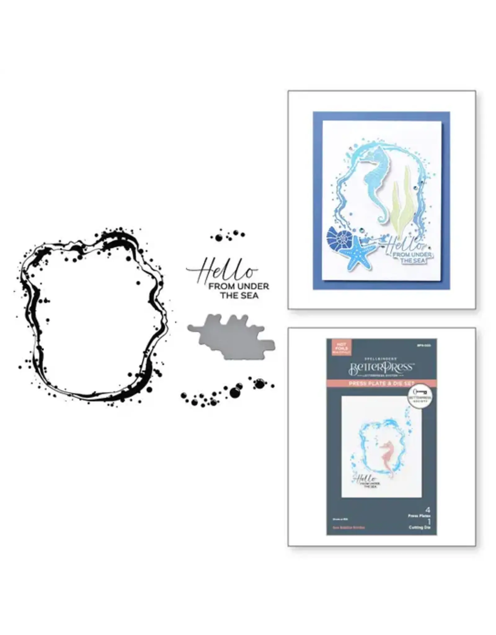 SPELLBINDERS SPELLBINDERS BETTERPRESS SOCIETY JUNE 2025 ADD-ON SEA BUBBLE BORDER PRESS PLATE & DIE SET