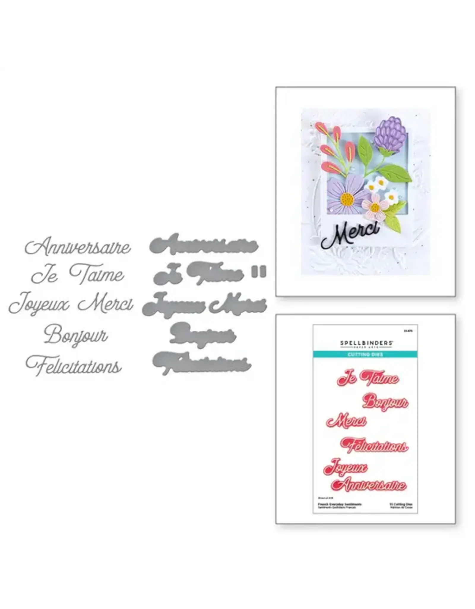 SPELLBINDERS SPELLBINDERS INTERNATIONAL SENTIMENTS COLLECTION FRENCH EVERYDAY SENTIMENTS ETCHED DIE SET