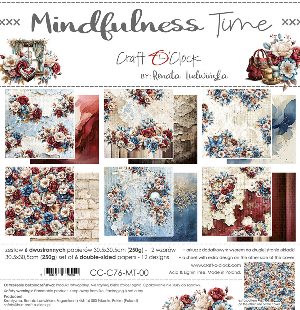 CRAFT O'CLOCK CRAFT O'CLOCK MINDFULNESS TIME 12x12 PAPER PAD 6 SHEETS