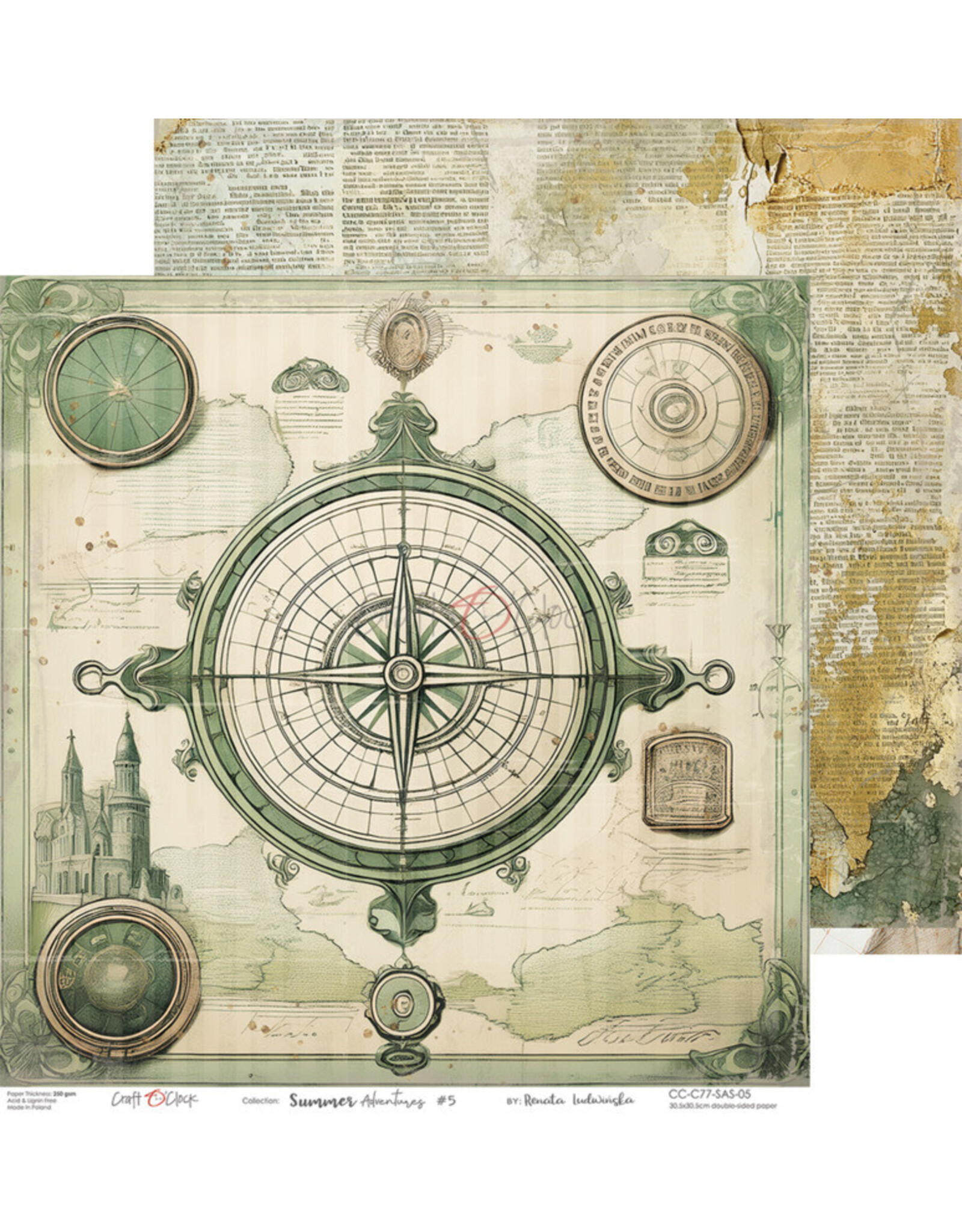 CRAFT O'CLOCK CRAFT O'CLOCK SUMMER ADVENTURES 12x12 PAPER PAD 6 SHEETS