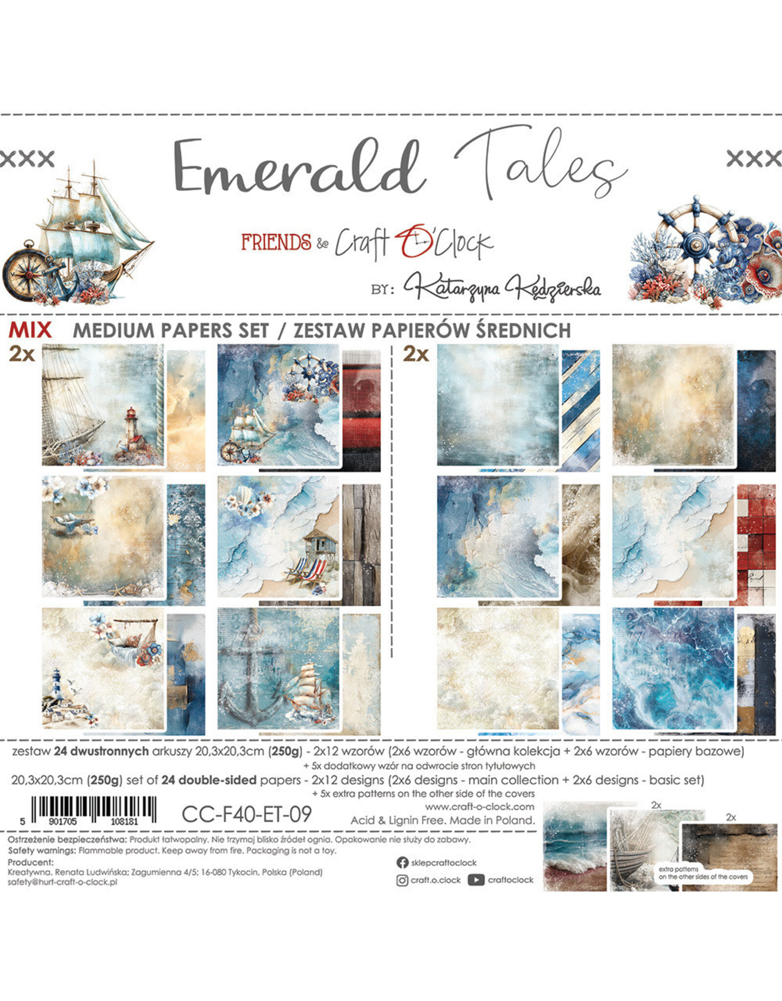 CRAFT O'CLOCK CRAFT O'CLOCK EMERALD TALES 8x8 MIX PAPER PAD 24 SHEETS