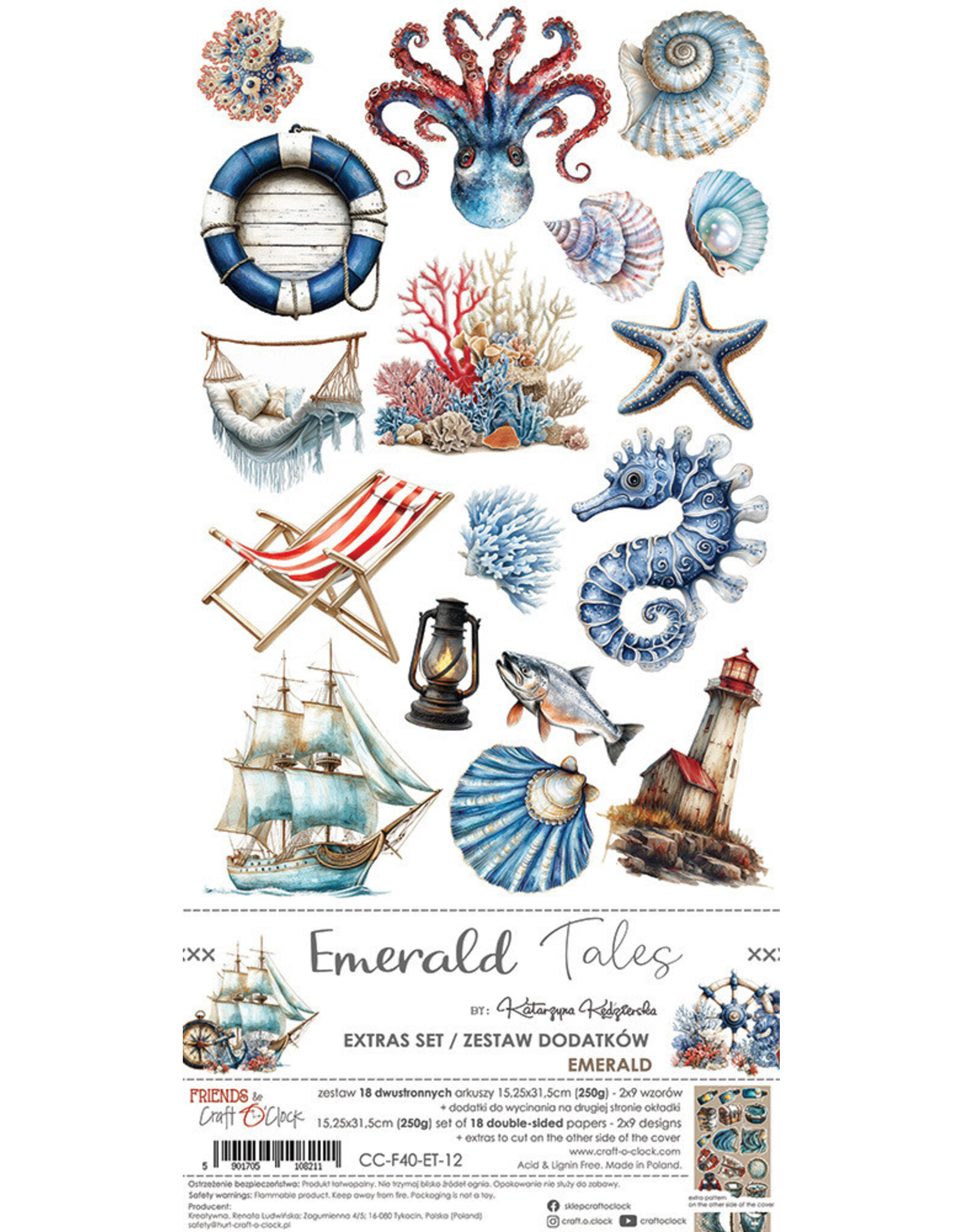 CRAFT O'CLOCK CRAFT O'CLOCK EMERALD TALES EXTRAS SET - EMERALD 6x12 COLLECTION PACK 18 SHEETS