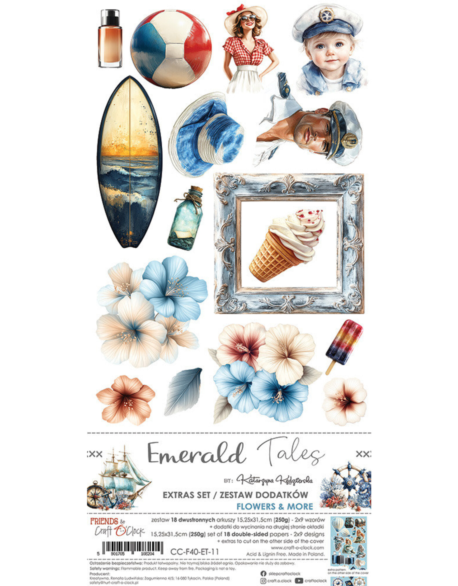 CRAFT O'CLOCK CRAFT O'CLOCK EMERALD TALES EXTRAS SET - FLOWERS 6x12 COLLECTION PACK 18 SHEETS