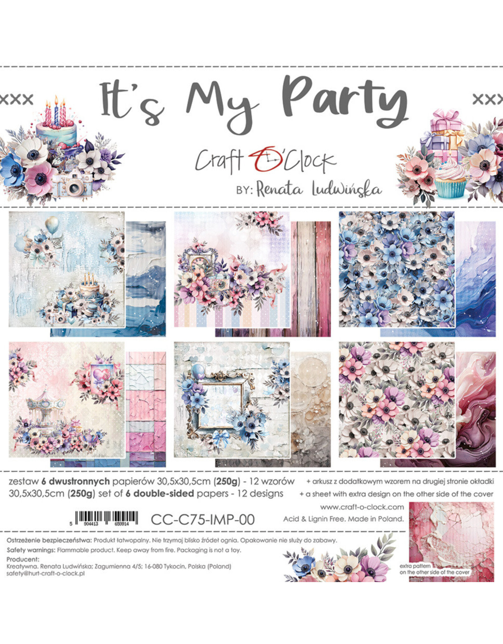 CRAFT O'CLOCK CRAFT O'CLOCK IT'S MY PARTY 12x12 PAPER PAD 6 SHEETS