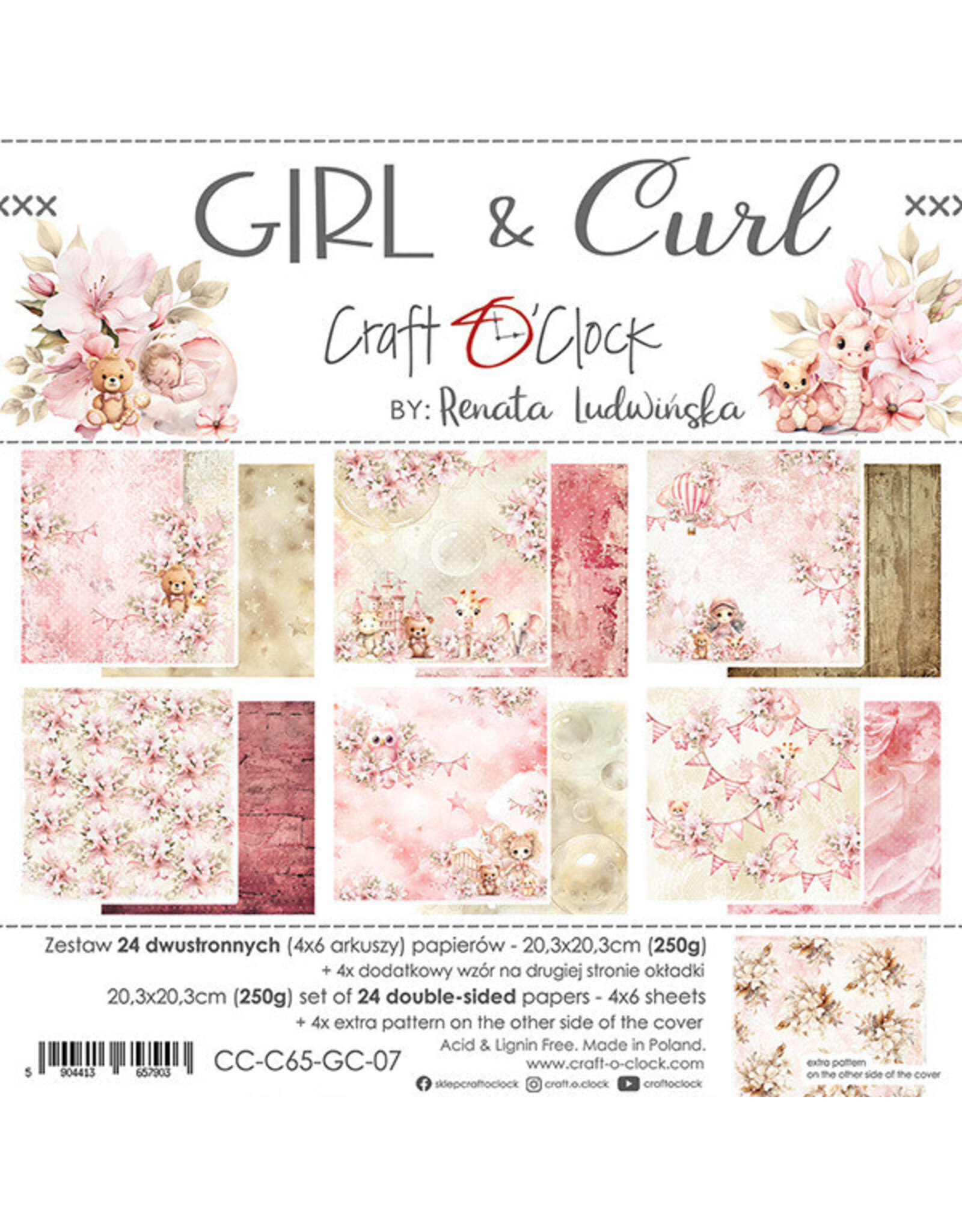 CRAFT O'CLOCK CRAFT O'CLOCK GIRL & CURL 8x8 PAPER PAD 24 SHEETS
