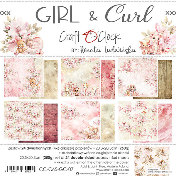 CRAFT O'CLOCK CRAFT O'CLOCK GIRL & CURL 8x8 PAPER PAD 24 SHEETS