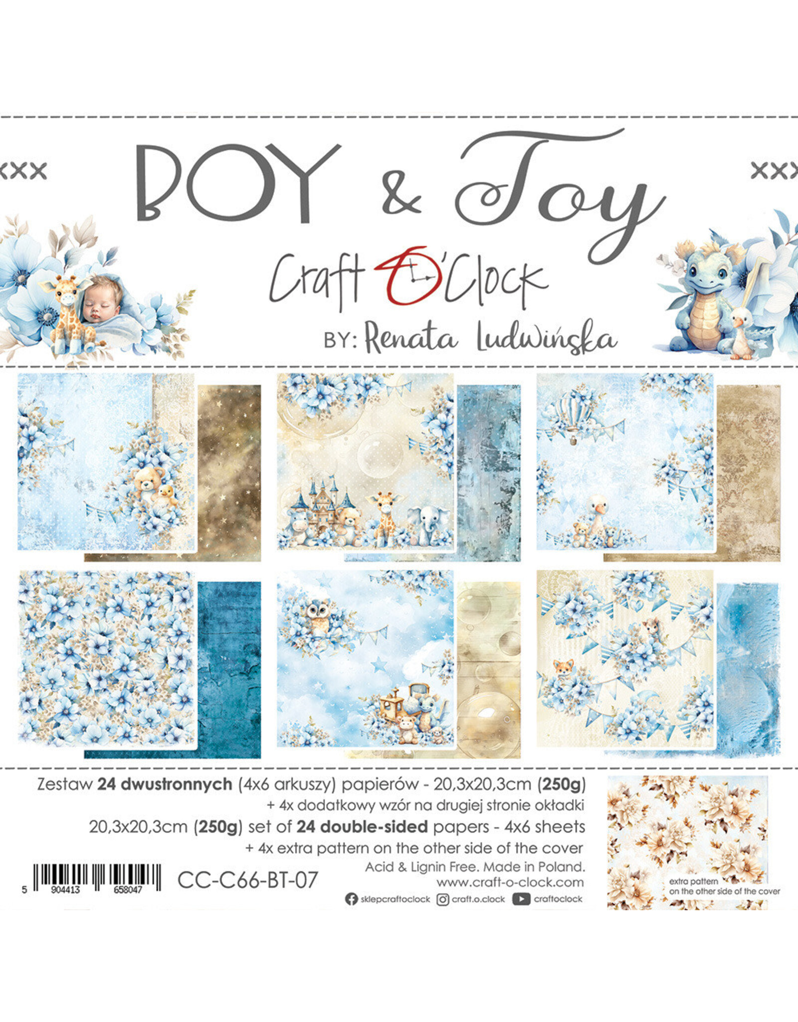 CRAFT O'CLOCK CRAFT O'CLOCK BOY & TOY 8x8 PAPER PAD 24 SHEETS