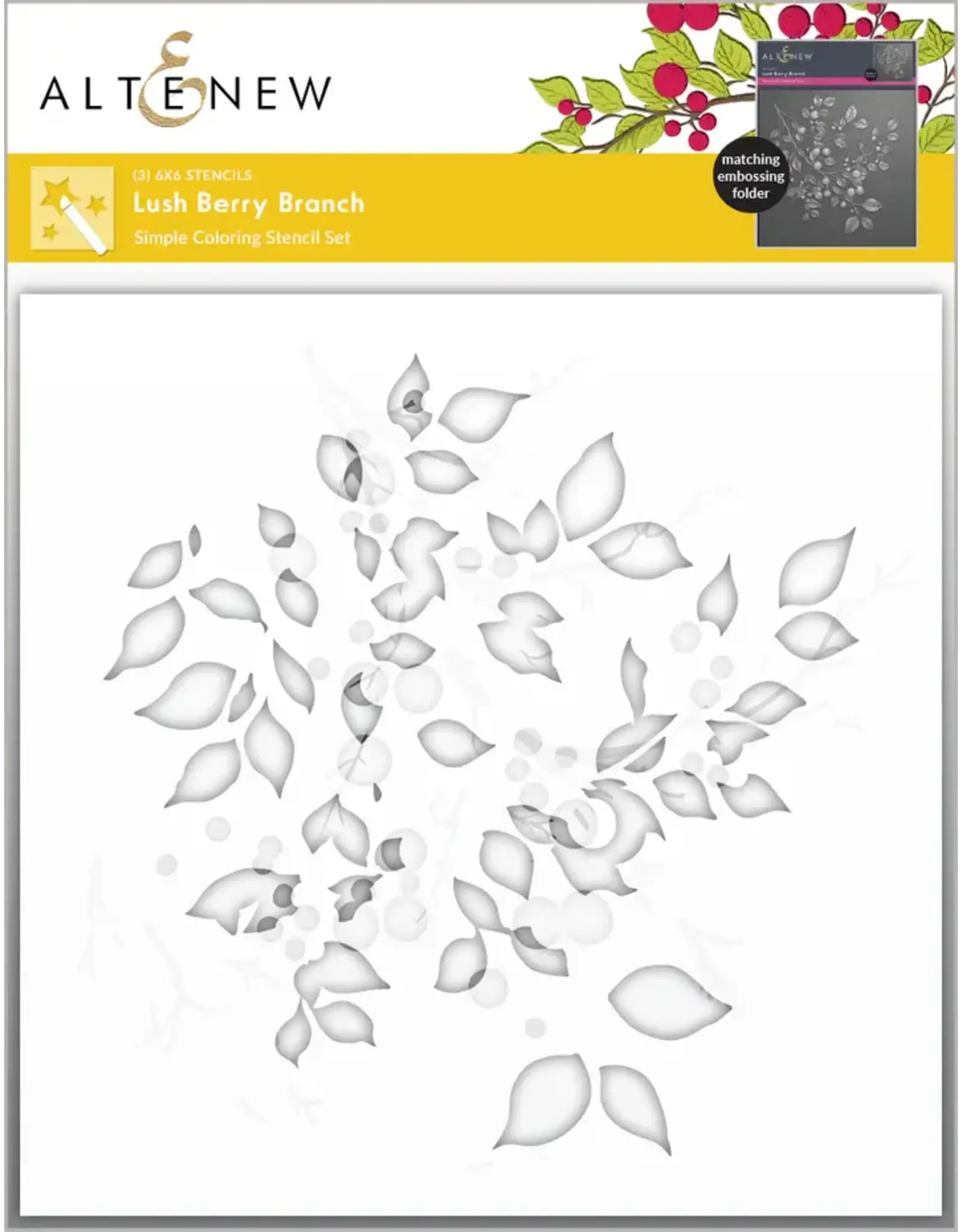 ALTENEW ALTENEW LUSH BERRY BRANCH SIMPLE COLORING STENCIL SET 3/PK