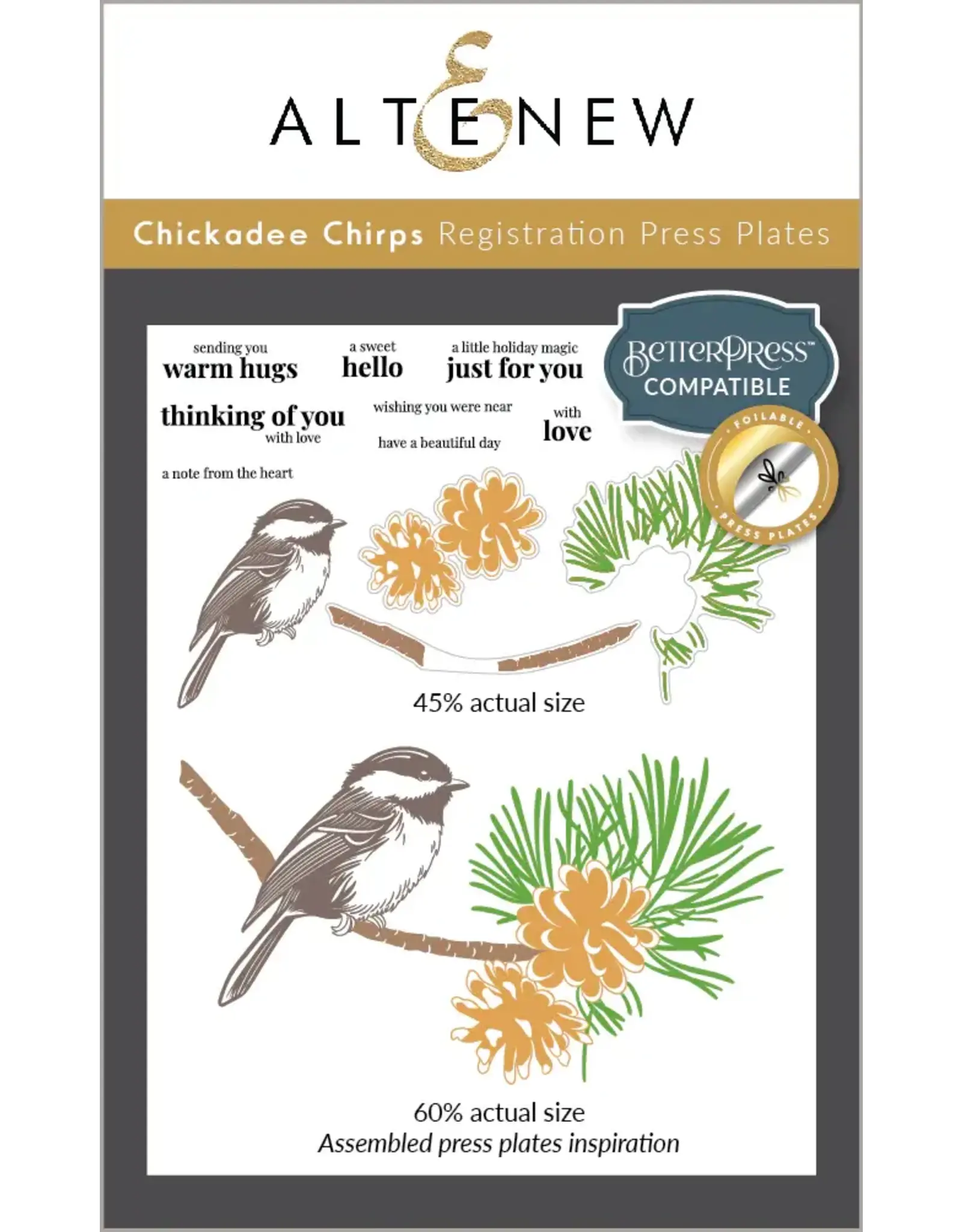 ALTENEW ALTENEW BETTERPRESS CHICKADEE CHIRPS REGISTRATION PRESS PLATES
