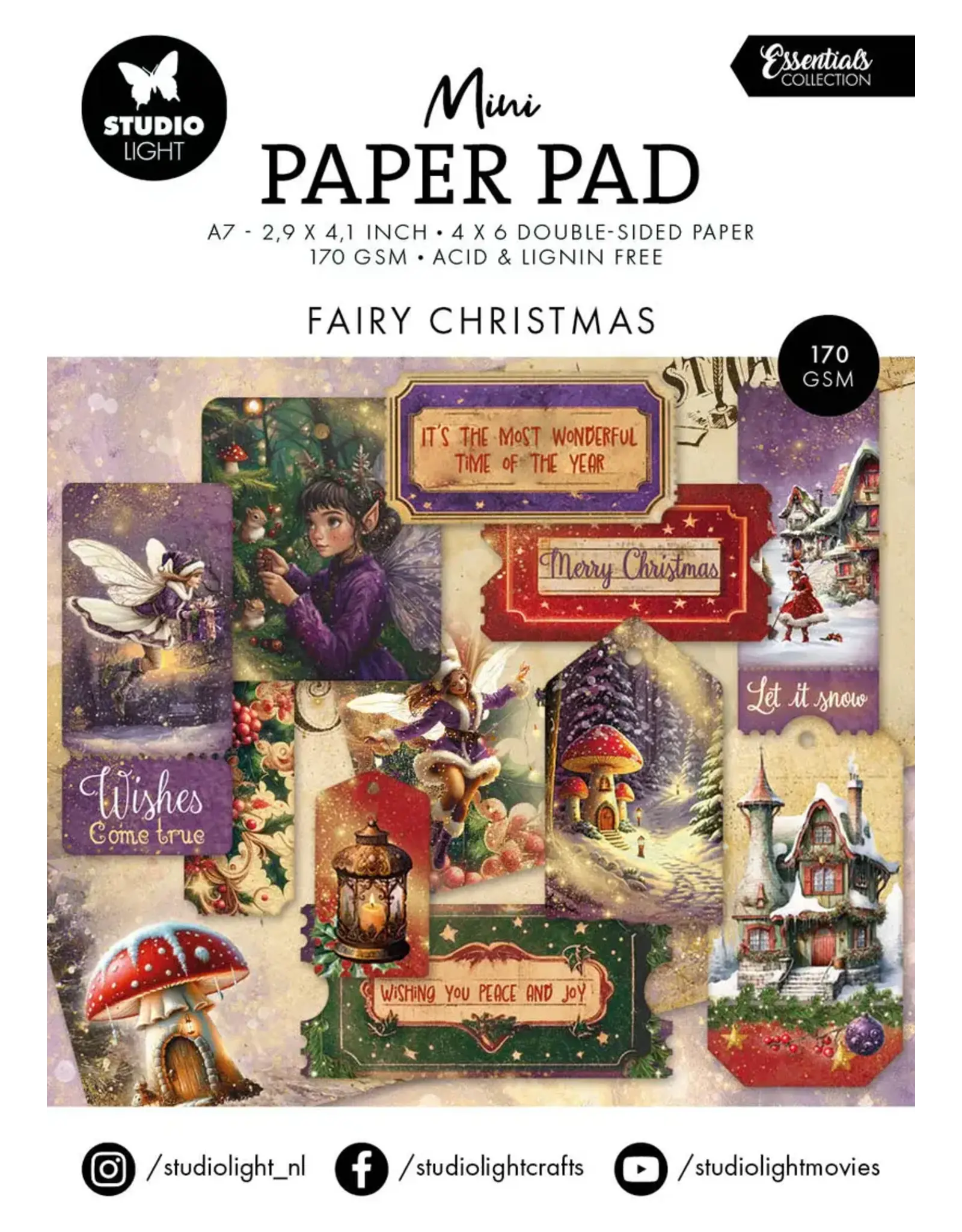 STUDIOLIGHT STUDIOLIGHT ESSENTIALS FAIRY CHRISTMAS MINI PAPER PAD