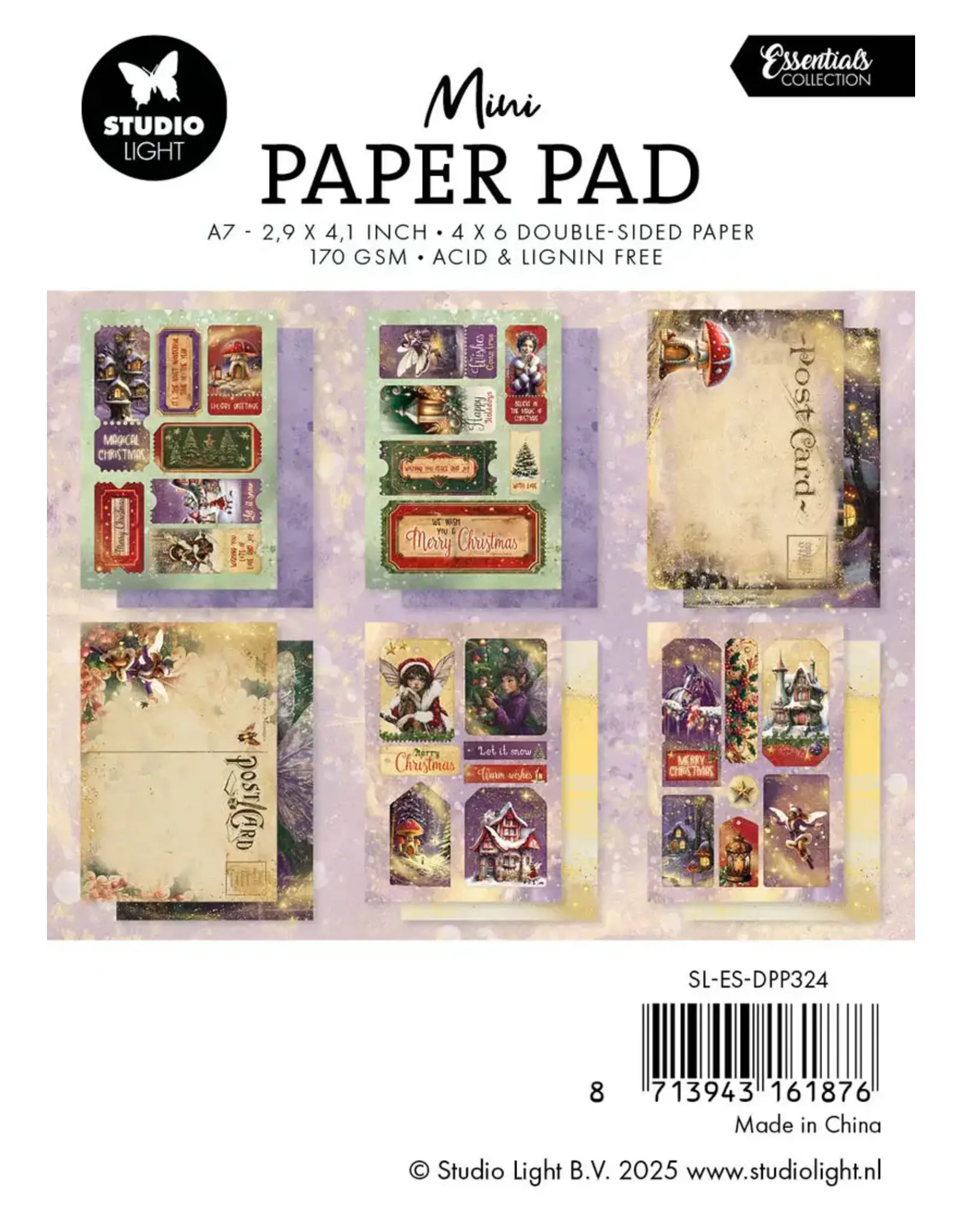 STUDIOLIGHT STUDIOLIGHT ESSENTIALS FAIRY CHRISTMAS MINI PAPER PAD