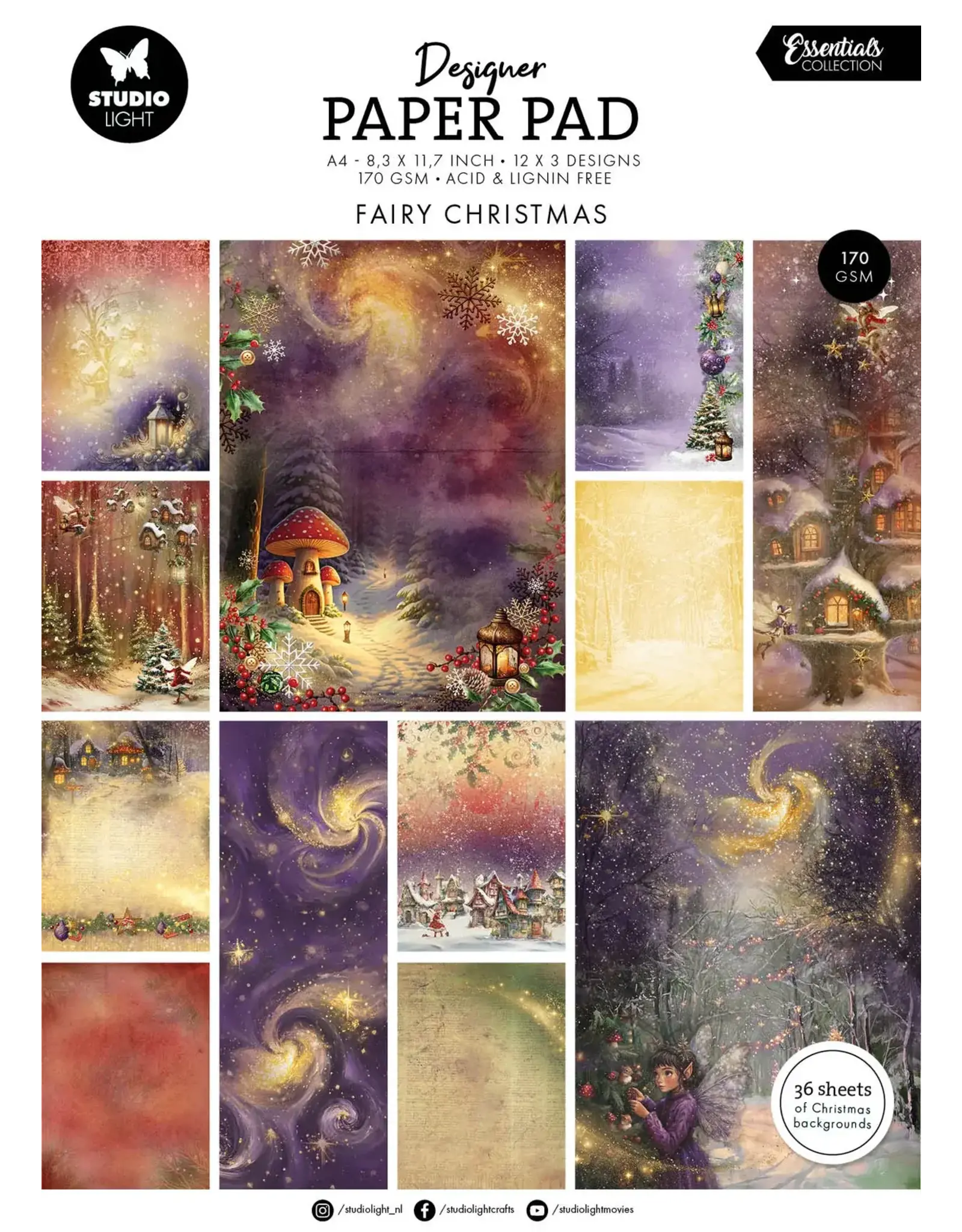 STUDIOLIGHT STUDIOLIGHT ESSENTIALS FAIRY CHRISTMAS DESIGNER PAPER PAD