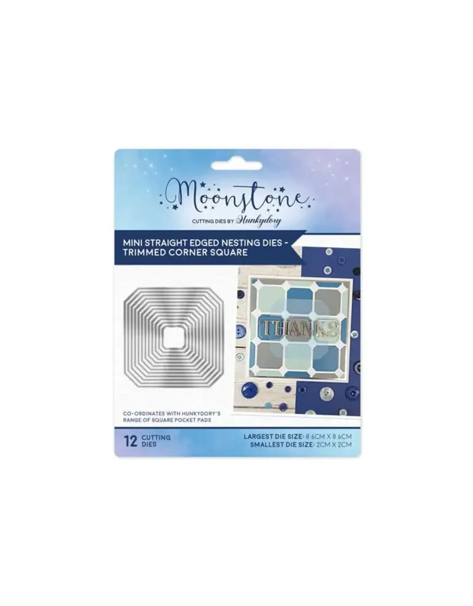 HUNKYDORY CRAFTS LTD. HUNKYDORY MOONSTONE MINI STRAIGHT EDGED NESTING TRIMMED CORNER SQUARE DIE SET