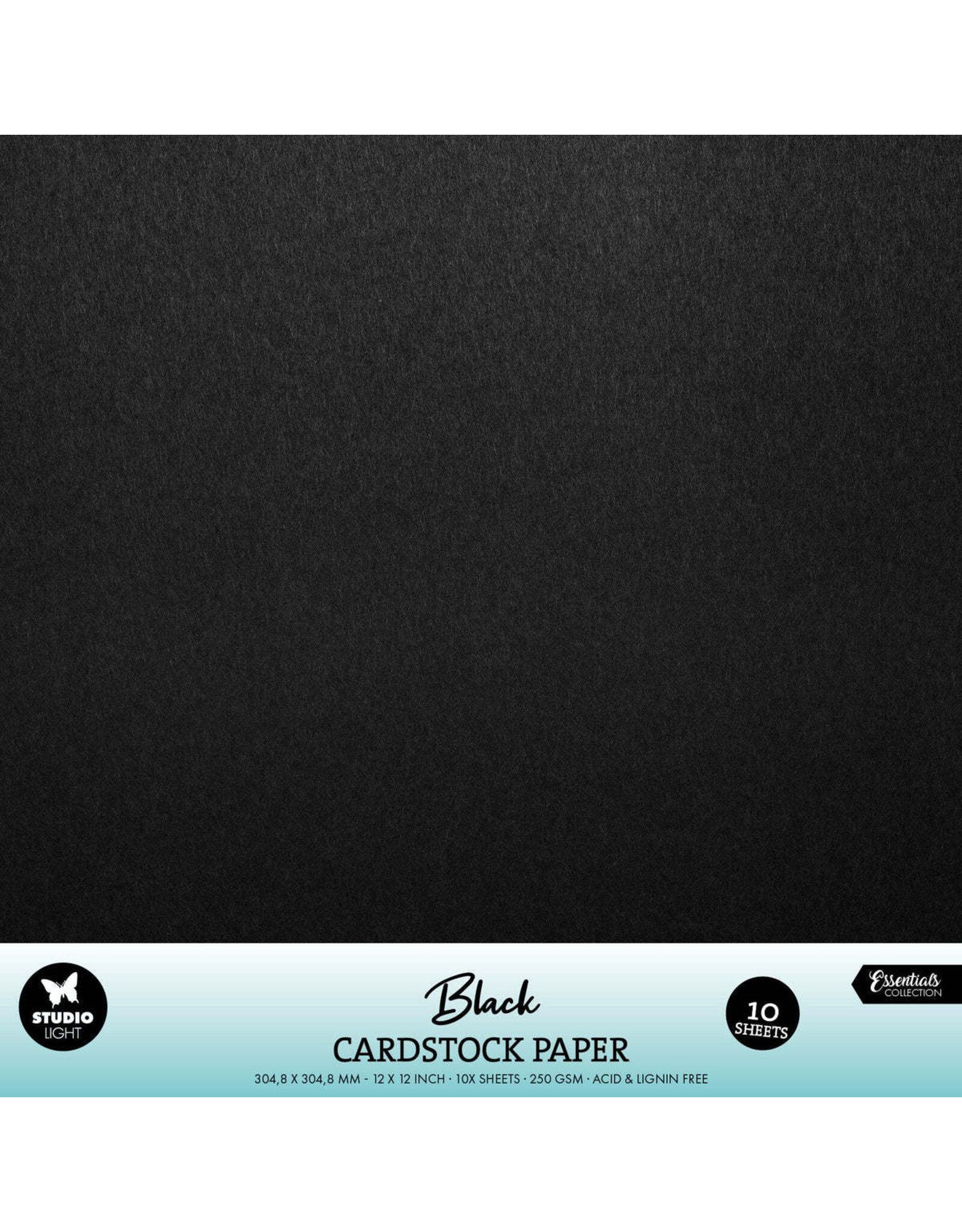 STUDIOLIGHT STUDIOLIGHT ESSENTIALS COLLECTION 12x12 BLACK CARDSTOCK 10/PK
