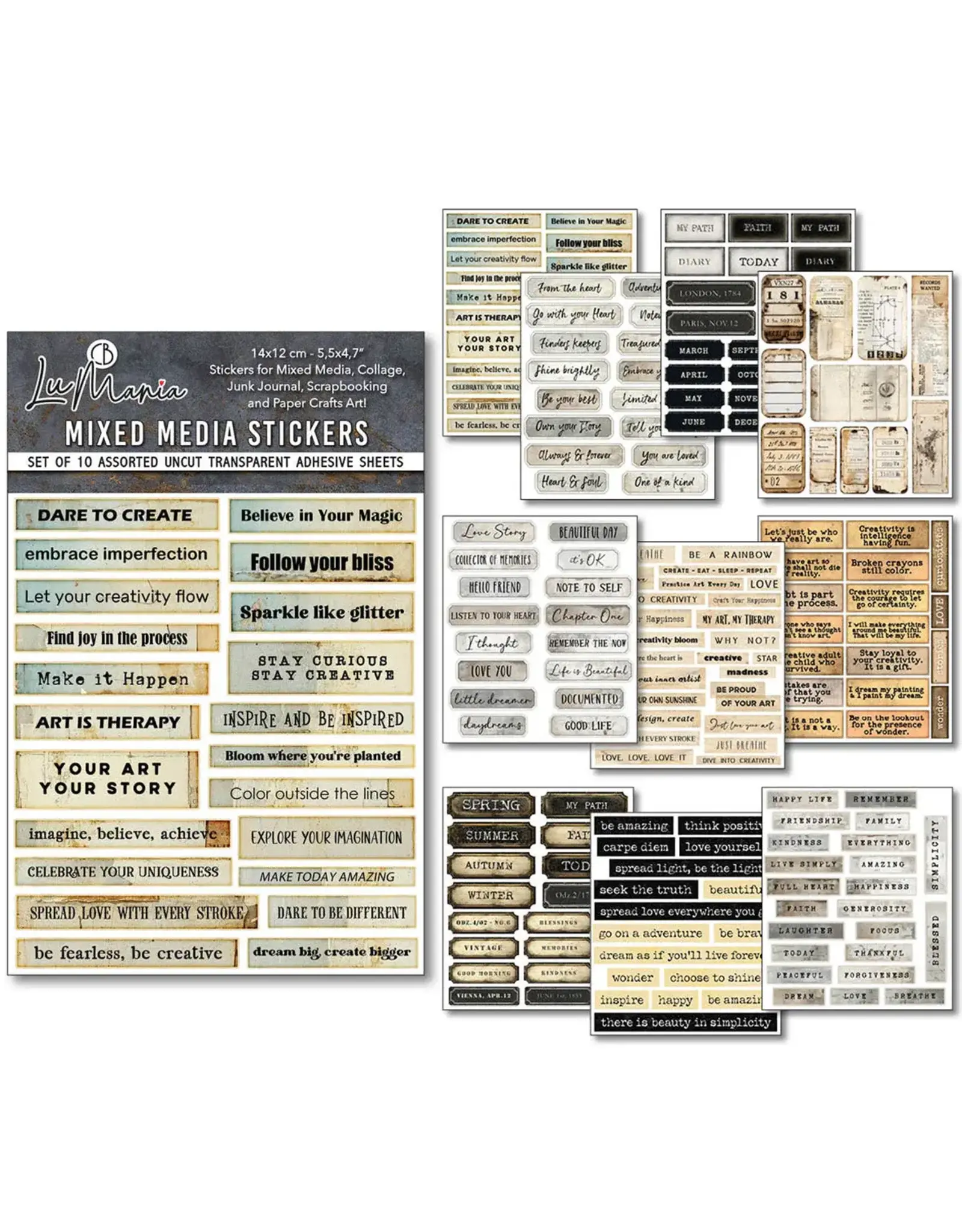 CIAO BELLA CIAO BELLA MIXED MEDIA STICKER LITTLE WORDS 10/PK