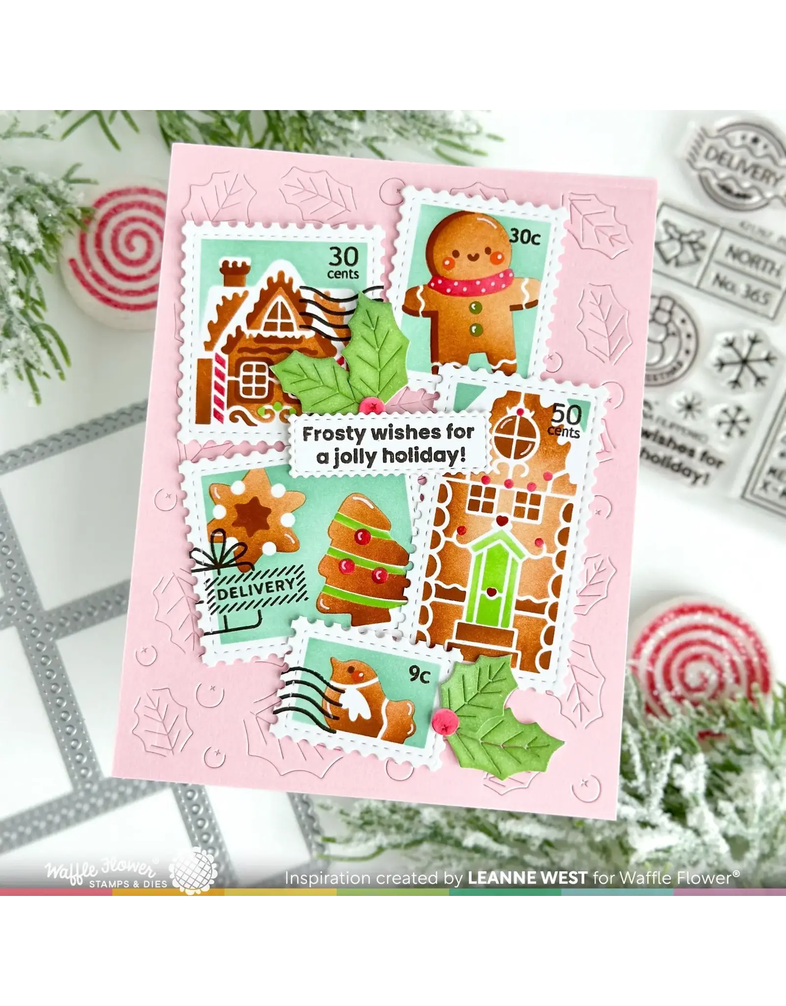 WAFFLE FLOWER WAFFLE FLOWER POSTAGE COLLAGE NORTH POLE CLEAR STAMP SET