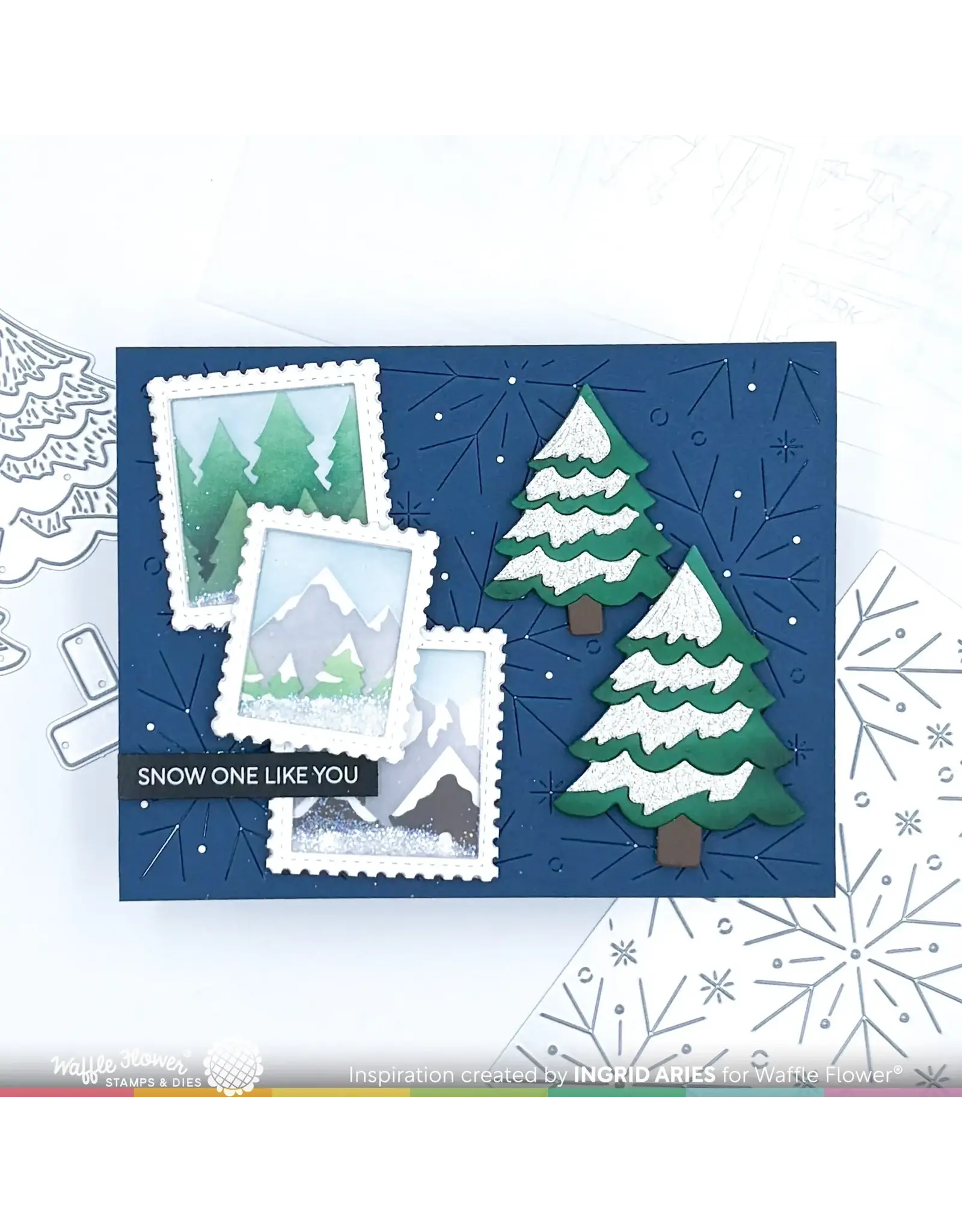 WAFFLE FLOWER WAFFLE FLOWER POSTAGE COLLAGE SNOWY STENCIL