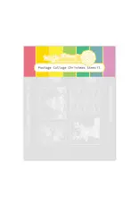 WAFFLE FLOWER WAFFLE FLOWER POSTAGE COLLAGE CHRISTMAS STENCIL 4/PK