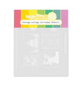 WAFFLE FLOWER WAFFLE FLOWER POSTAGE COLLAGE CHRISTMAS STENCIL 4/PK