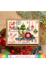 WAFFLE FLOWER WAFFLE FLOWER POSTAGE COLLAGE CHRISTMAS STENCIL 4/PK