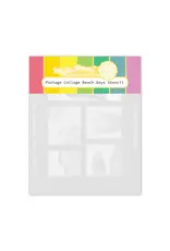WAFFLE FLOWER WAFFLE FLOWER POSTAGE COLLAGE BEACH DAYS STENCIL SET 3/PK