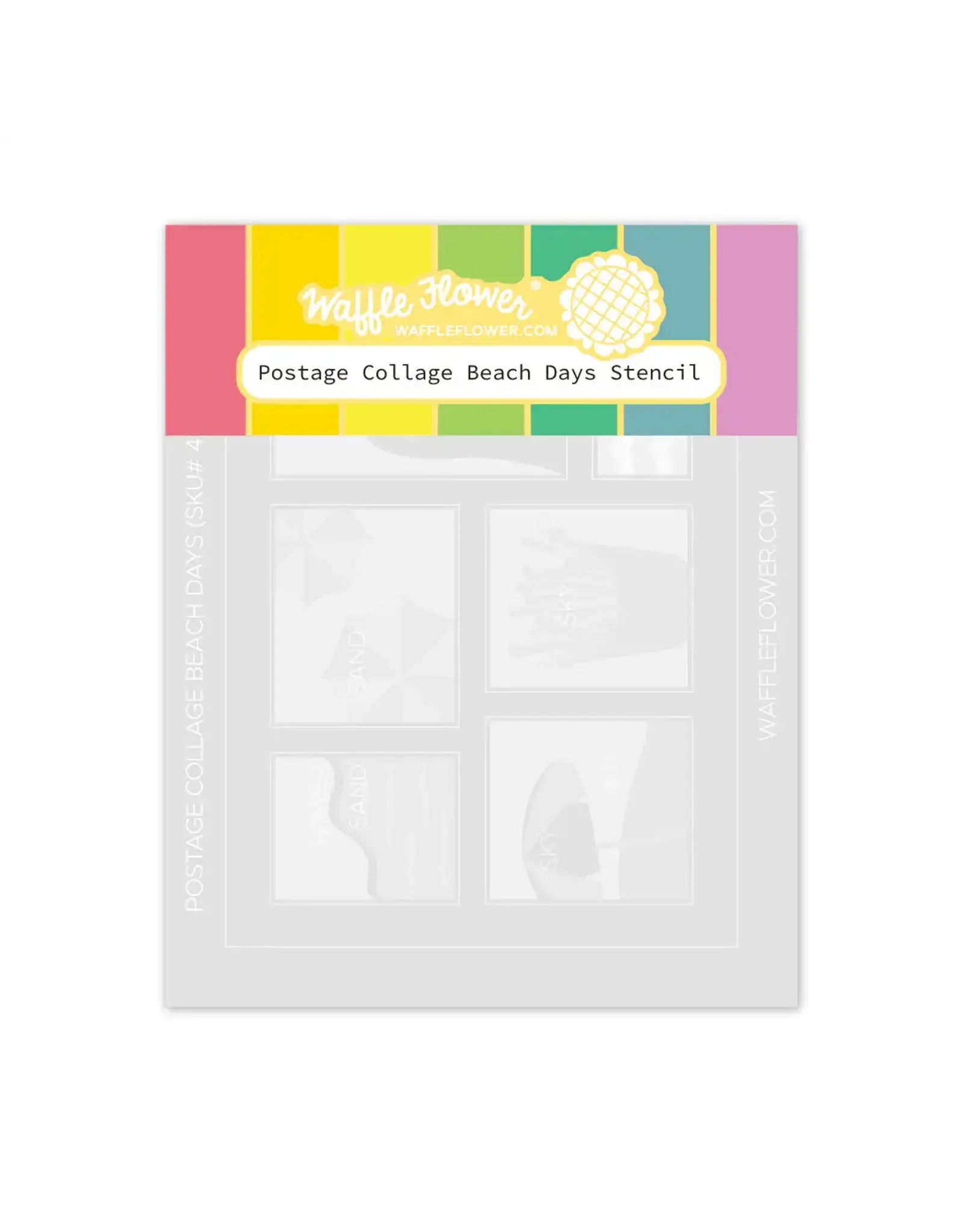 WAFFLE FLOWER WAFFLE FLOWER POSTAGE COLLAGE BEACH DAYS STENCIL SET 3/PK