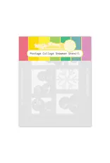 WAFFLE FLOWER WAFFLE FLOWER POSTAGE COLLAGE SNOWMAN STENCIL SET 2/PK