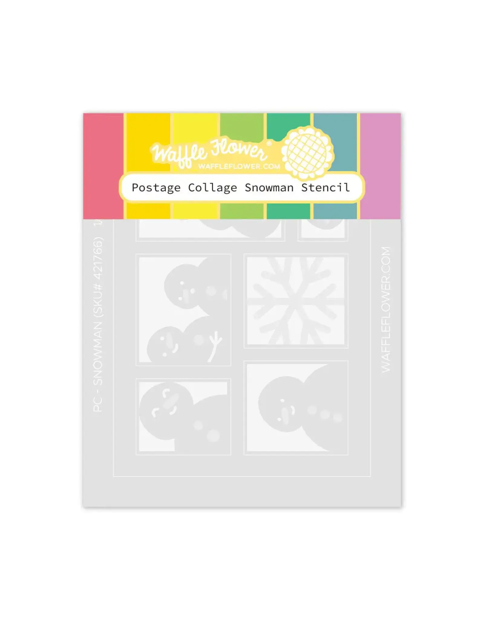 WAFFLE FLOWER WAFFLE FLOWER POSTAGE COLLAGE SNOWMAN STENCIL SET 2/PK