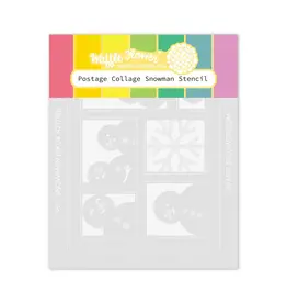 WAFFLE FLOWER WAFFLE FLOWER POSTAGE COLLAGE SNOWMAN STENCIL SET 2/PK