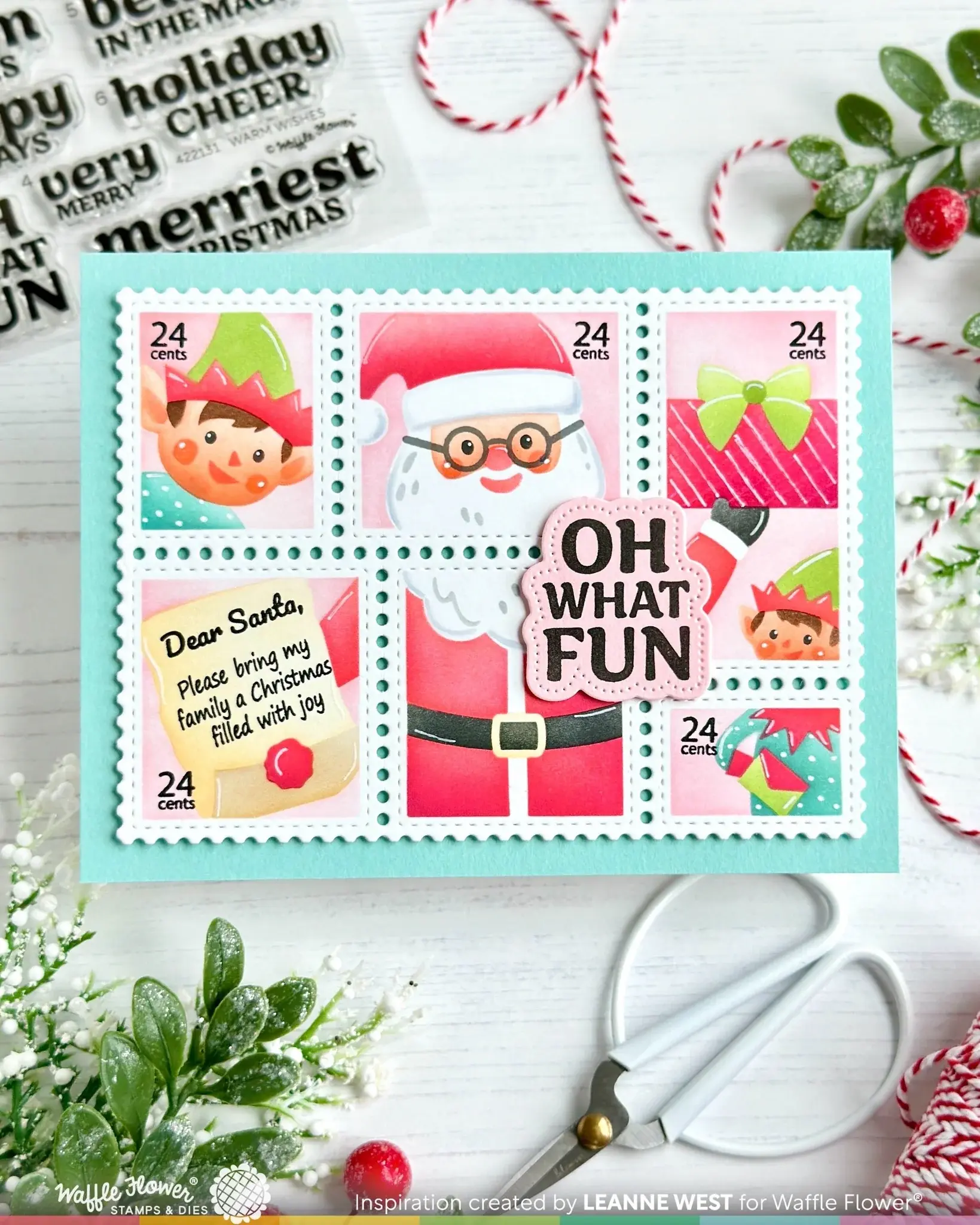 WAFFLE FLOWER WAFFLE FLOWER POSTAGE COLLAGE DEAR SANTA CLEAR STAMP SET