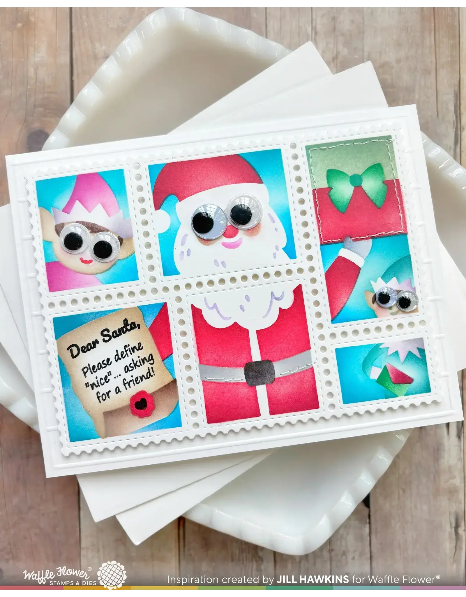 WAFFLE FLOWER WAFFLE FLOWER POSTAGE COLLAGE DEAR SANTA CLEAR STAMP SET