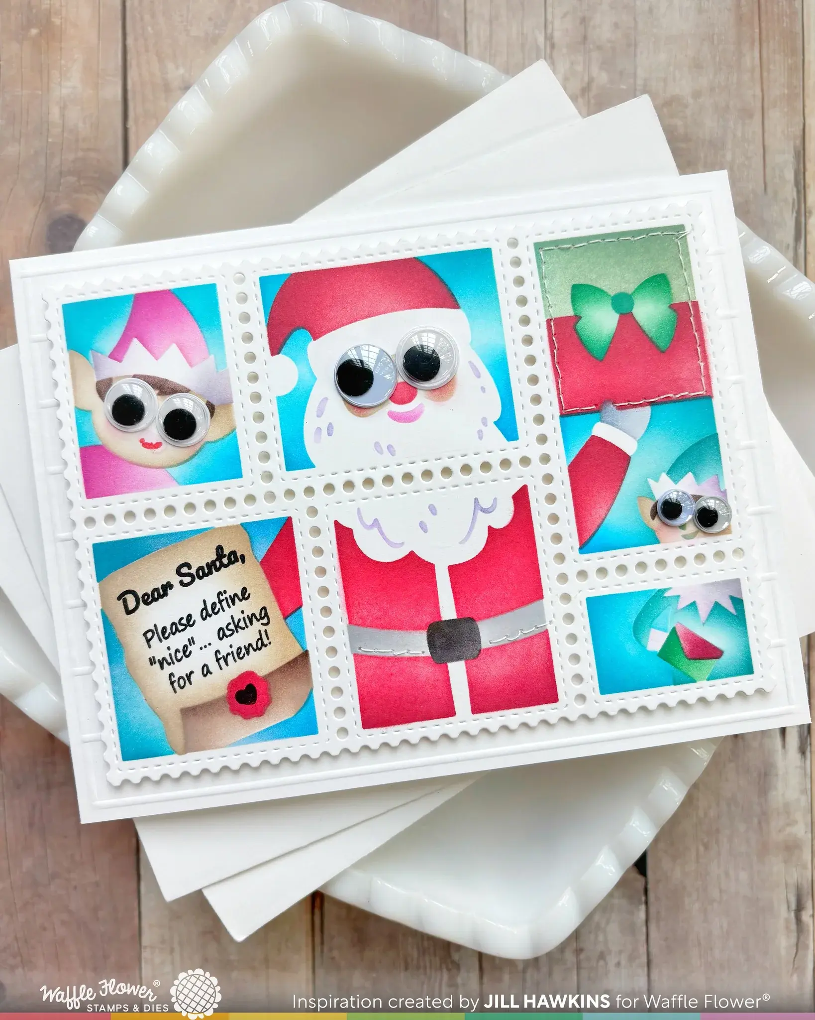 WAFFLE FLOWER WAFFLE FLOWER POSTAGE COLLAGE DEAR SANTA CLEAR STAMP SET