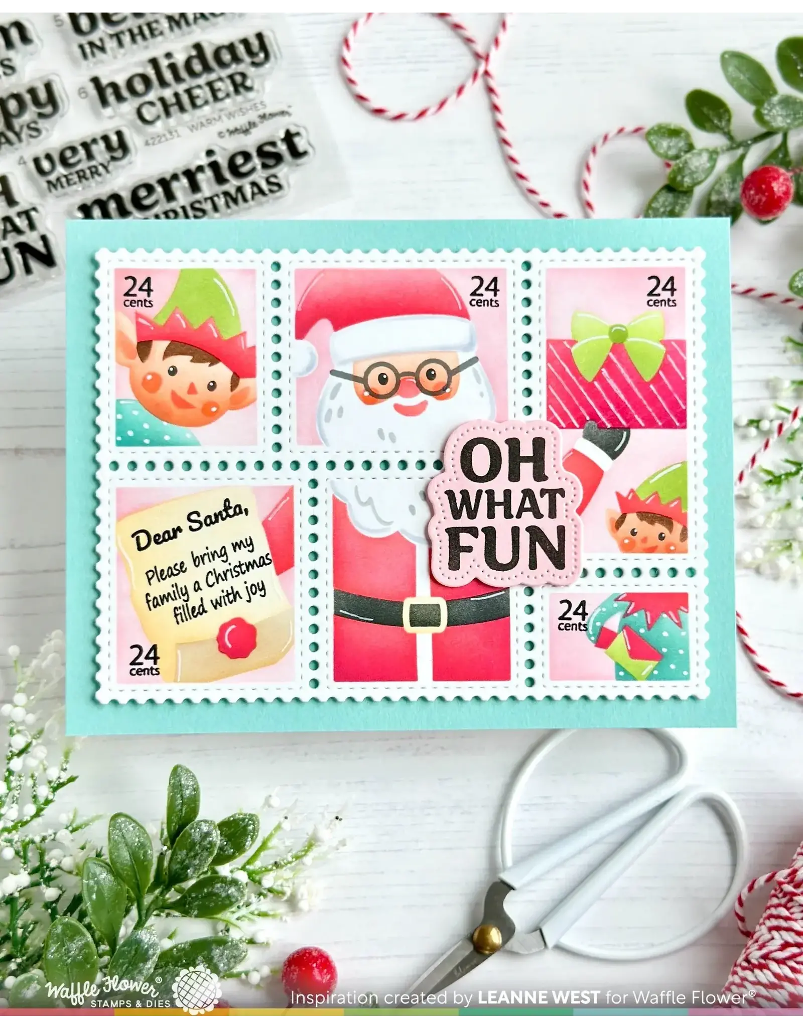 WAFFLE FLOWER WAFFLE FLOWER POSTAGE COLLAGE DEAR SANTA CLEAR STAMP SET