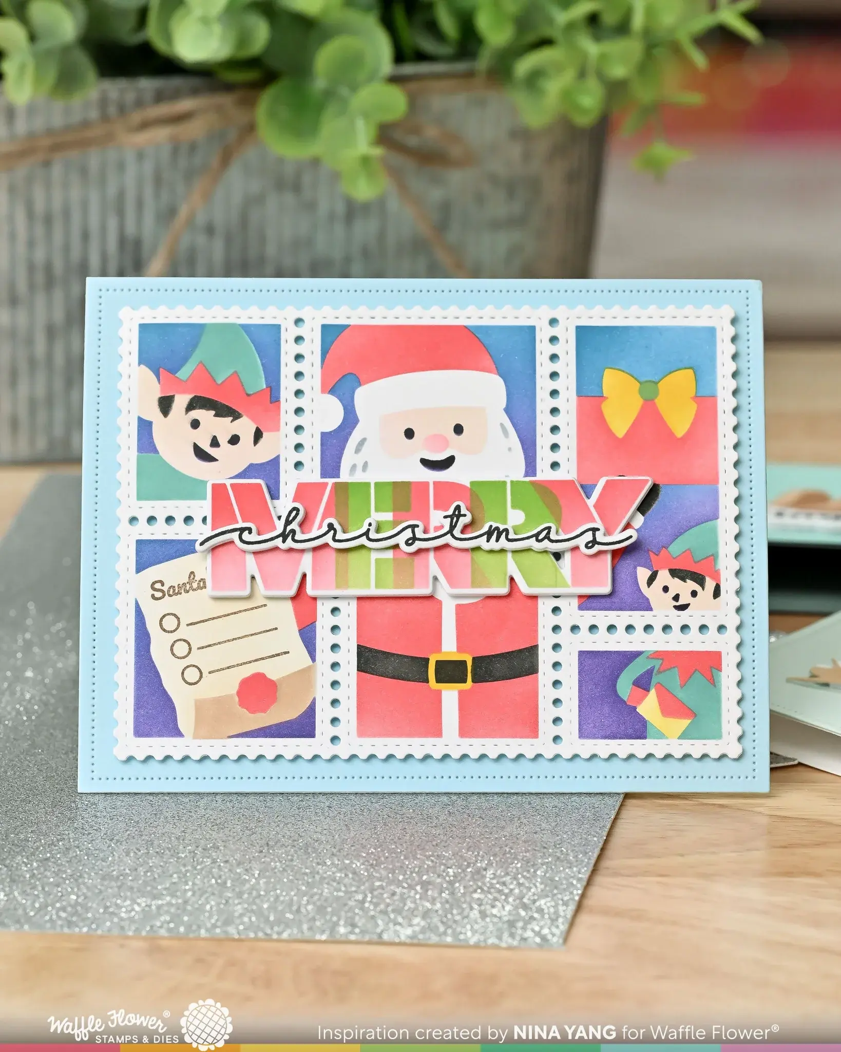 WAFFLE FLOWER WAFFLE FLOWER POSTAGE COLLAGE DEAR SANTA STENCIL SET