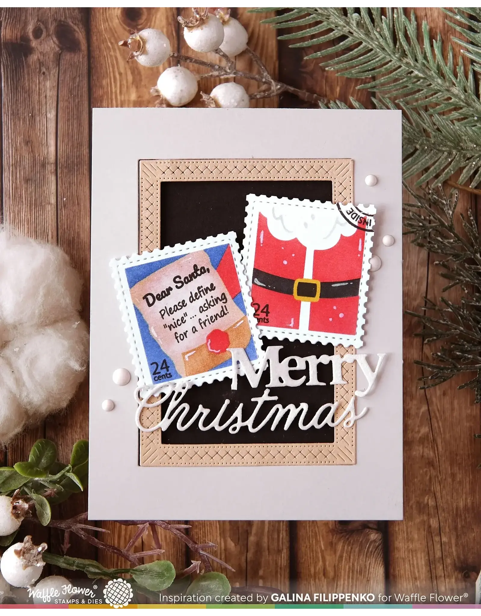 WAFFLE FLOWER WAFFLE FLOWER POSTAGE COLLAGE DEAR SANTA STENCIL SET