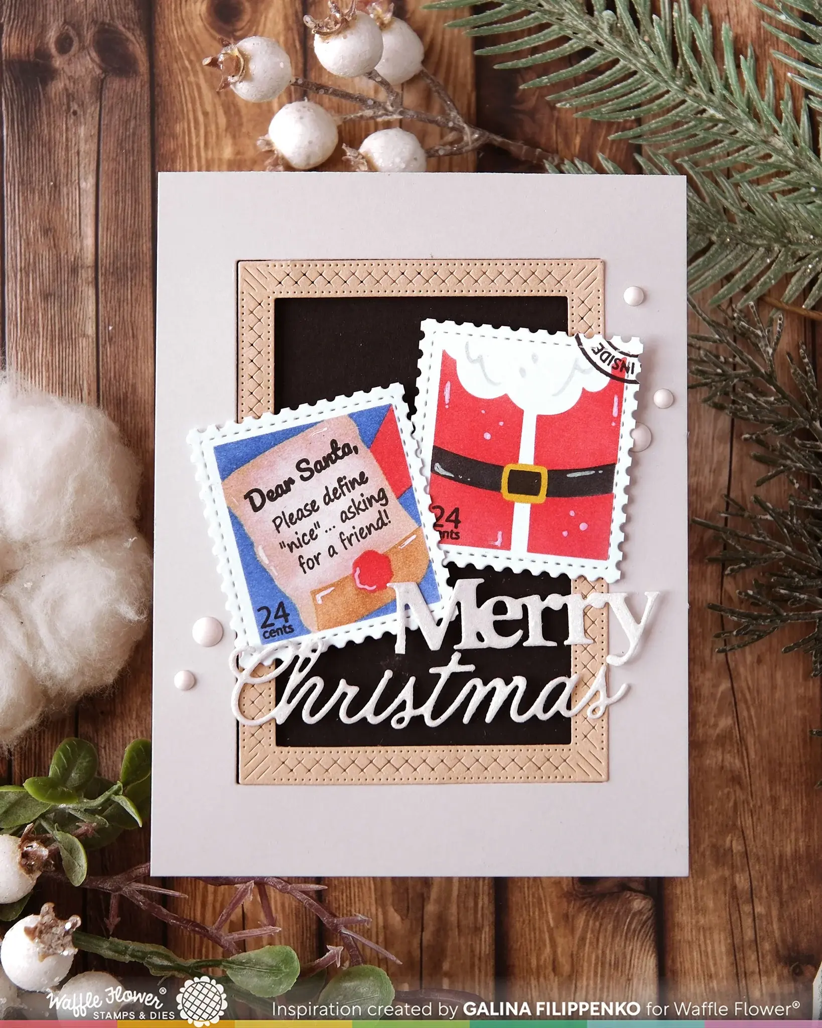 WAFFLE FLOWER WAFFLE FLOWER POSTAGE COLLAGE DEAR SANTA STENCIL SET