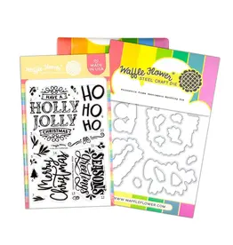 WAFFLE FLOWER WAFFLE FLOWER POINSETTIA FRAME SENTIMENTS CLEAR STAMP SET AND DIE COMBO