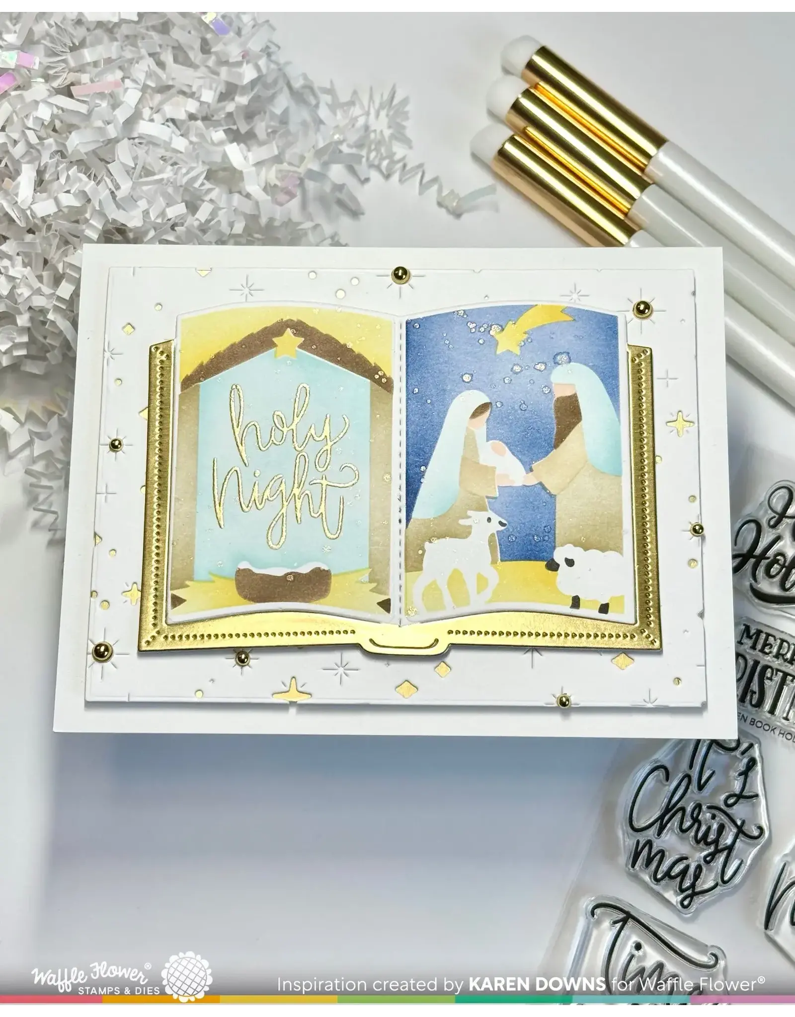 WAFFLE FLOWER WAFFLE FLOWER OPEN BOOK NATIVITY STENCIL SET