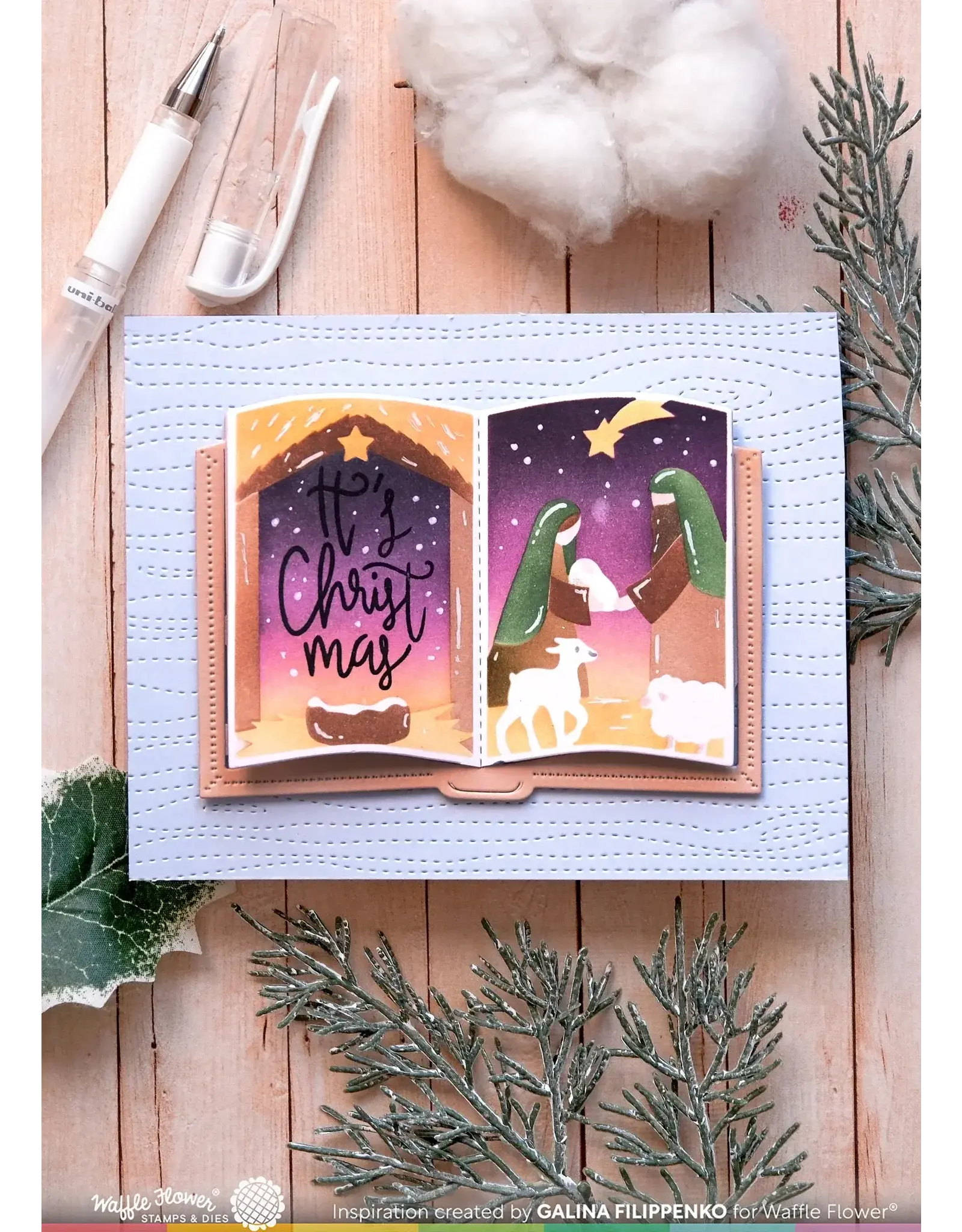 WAFFLE FLOWER WAFFLE FLOWER OPEN BOOK NATIVITY STENCIL SET