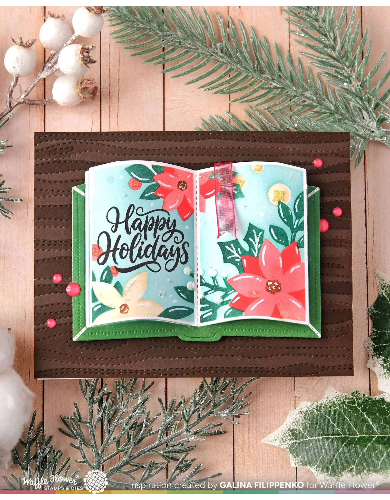 WAFFLE FLOWER WAFFLE FLOWER OPEN BOOK POINSETTIA STENCIL SET