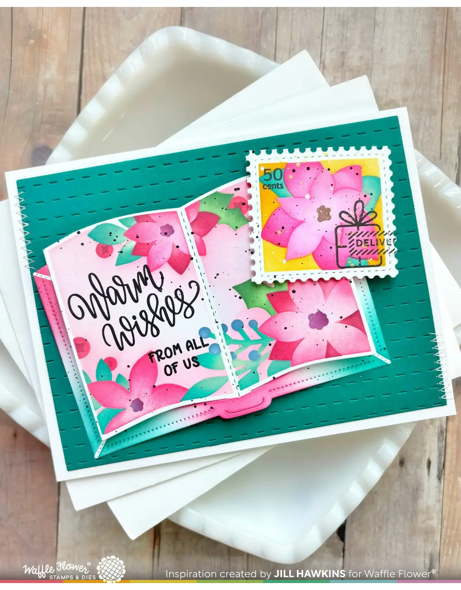 WAFFLE FLOWER WAFFLE FLOWER OPEN BOOK POINSETTIA STENCIL SET