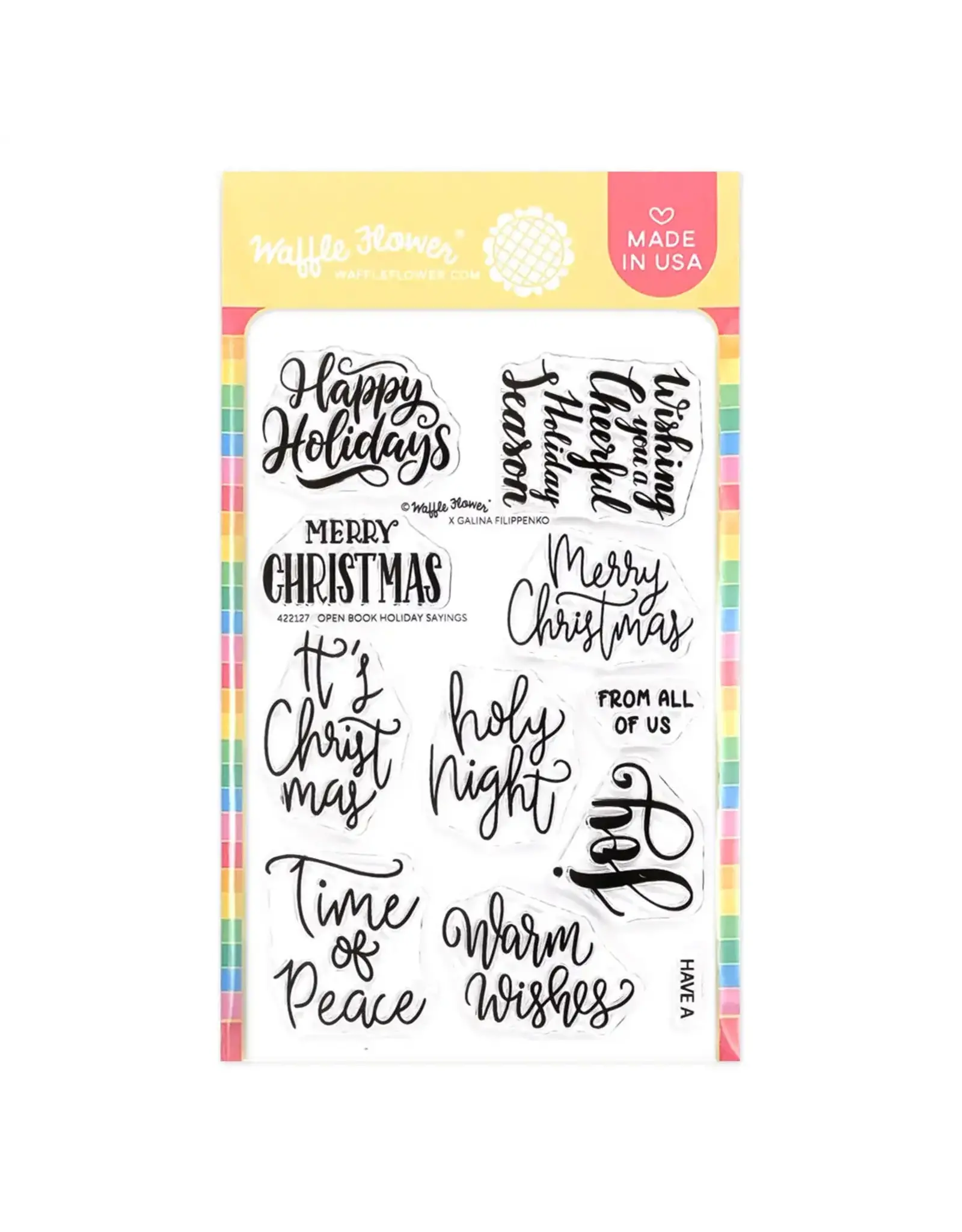 WAFFLE FLOWER WAFFLE FLOWER OPEN BOOK HOLIDAY SAYINGS CLEAR STAMP SET